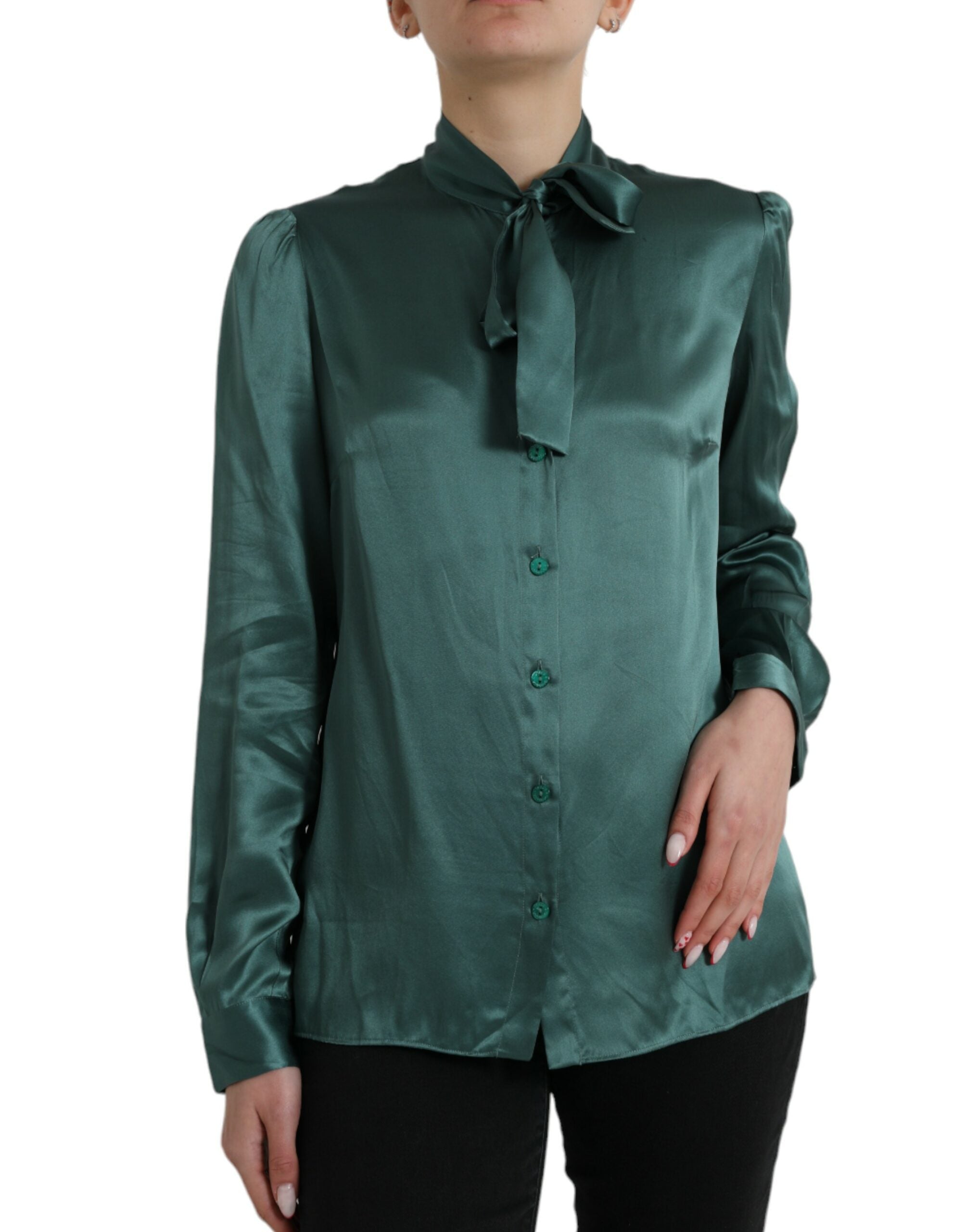 Dolce &amp; Gabbana - Chemisier élégant en soie vert foncé