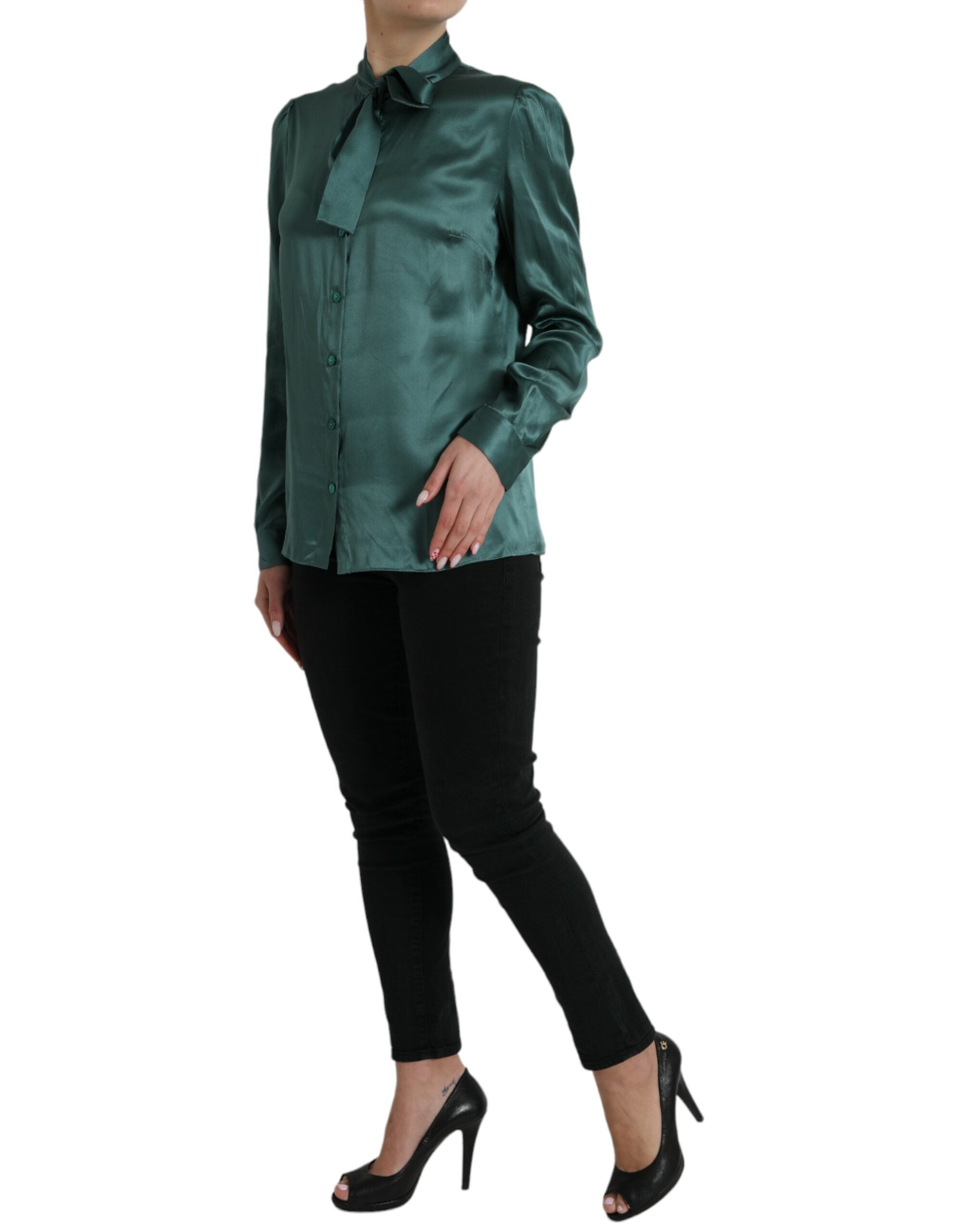 Dolce &amp; Gabbana - Chemisier élégant en soie vert foncé