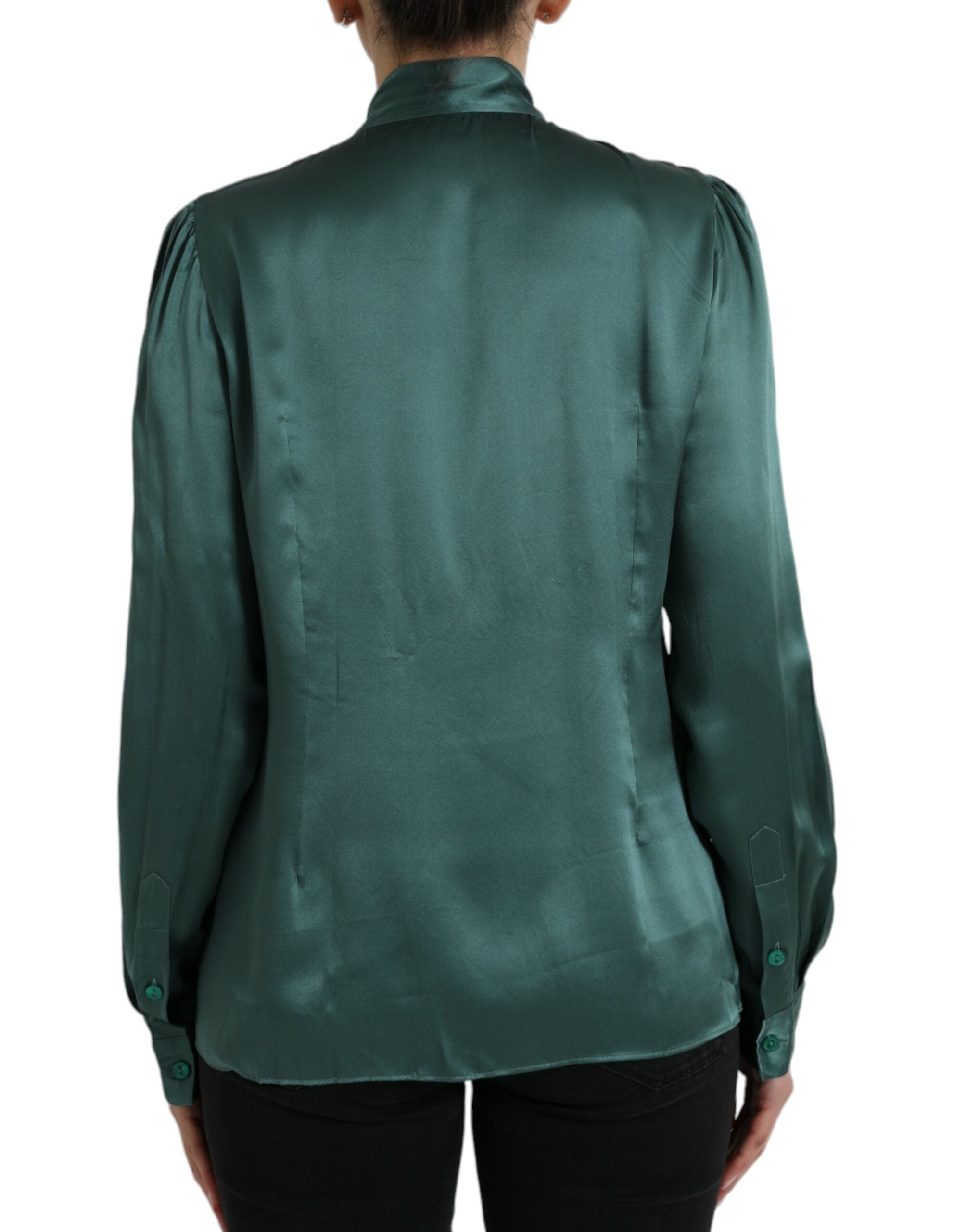 Dolce &amp; Gabbana - Chemisier élégant en soie vert foncé