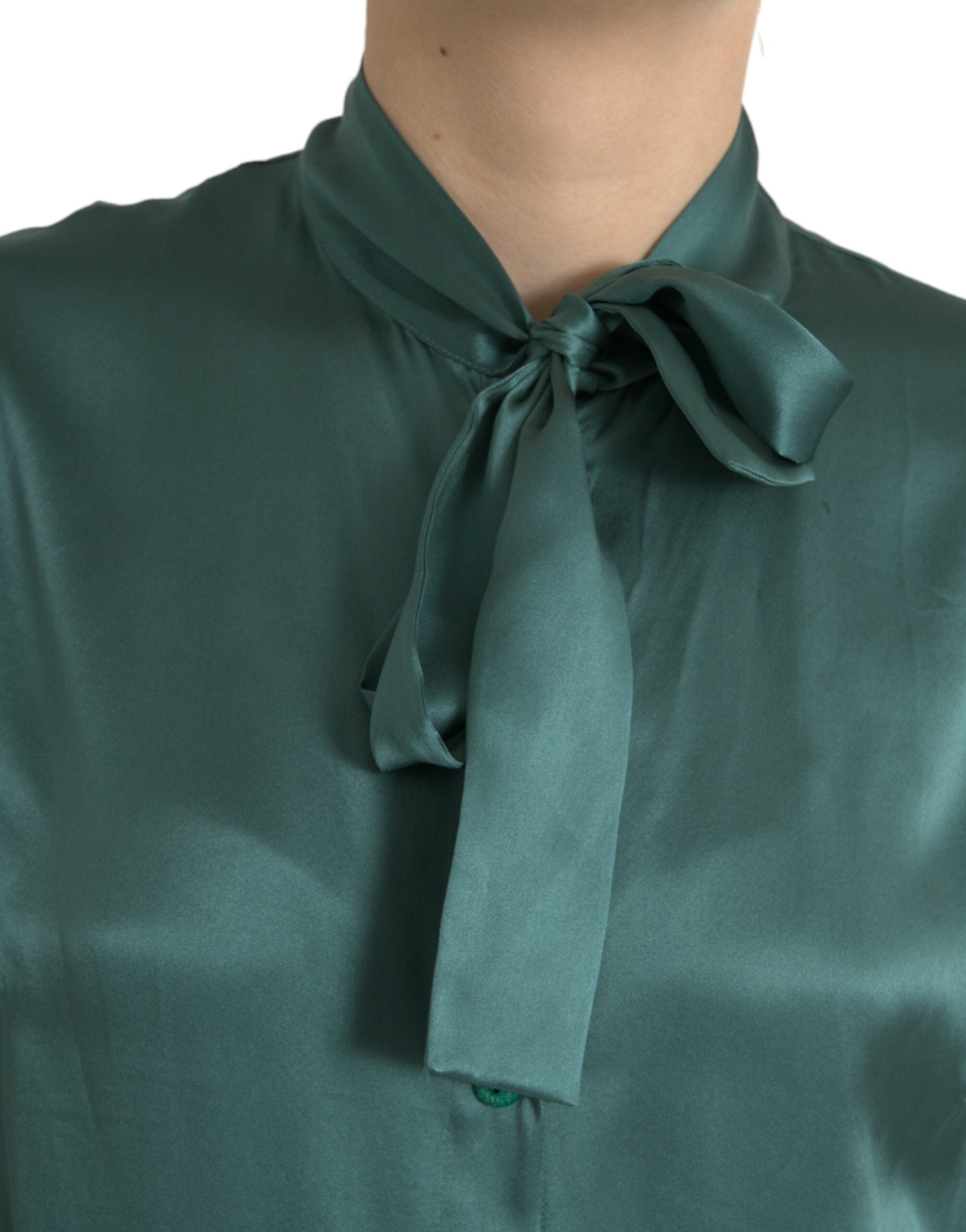 Dolce &amp; Gabbana - Chemisier élégant en soie vert foncé