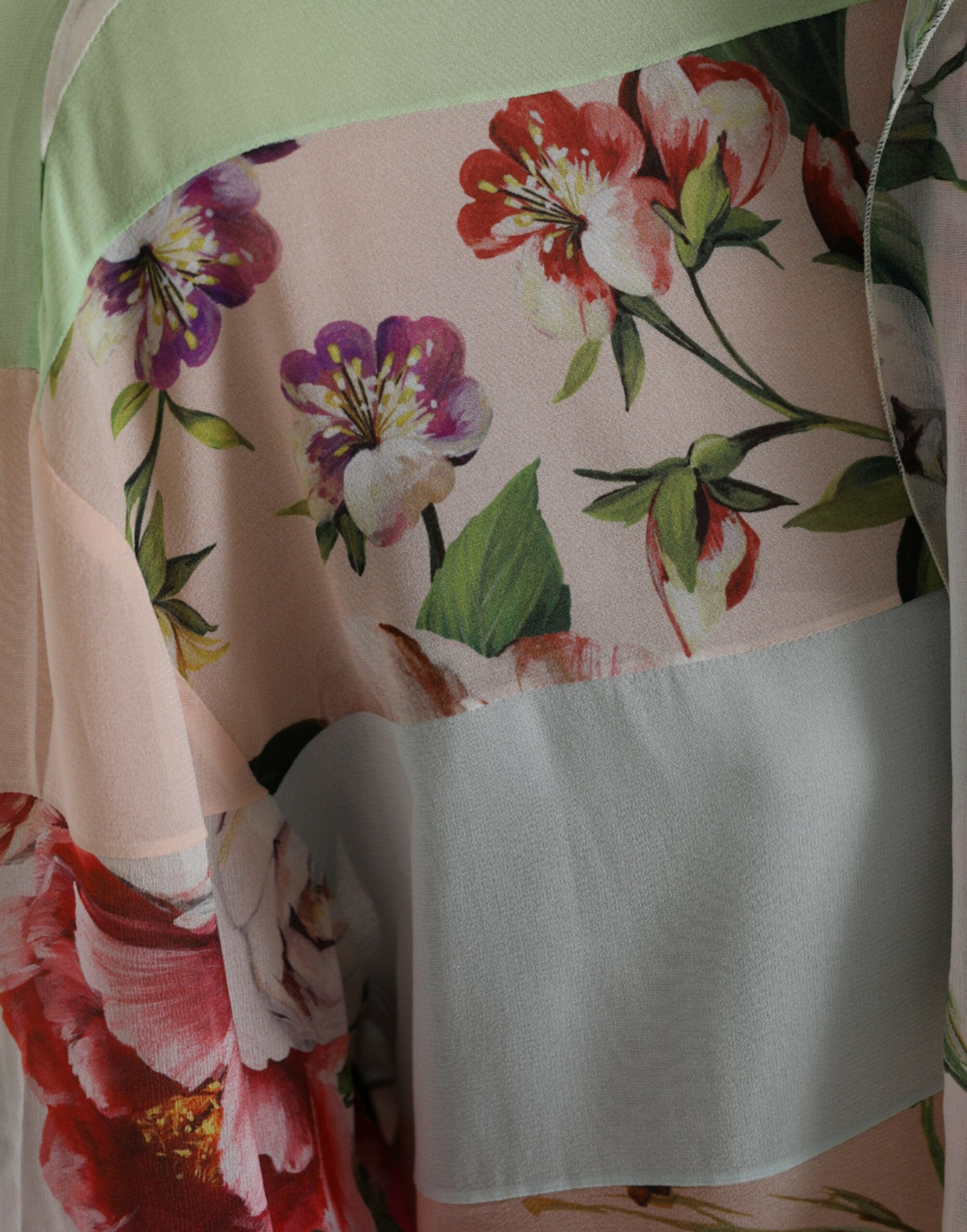 Dolce &amp; Gabbana Haut élégant à manches longues en soie mélangée multicolore