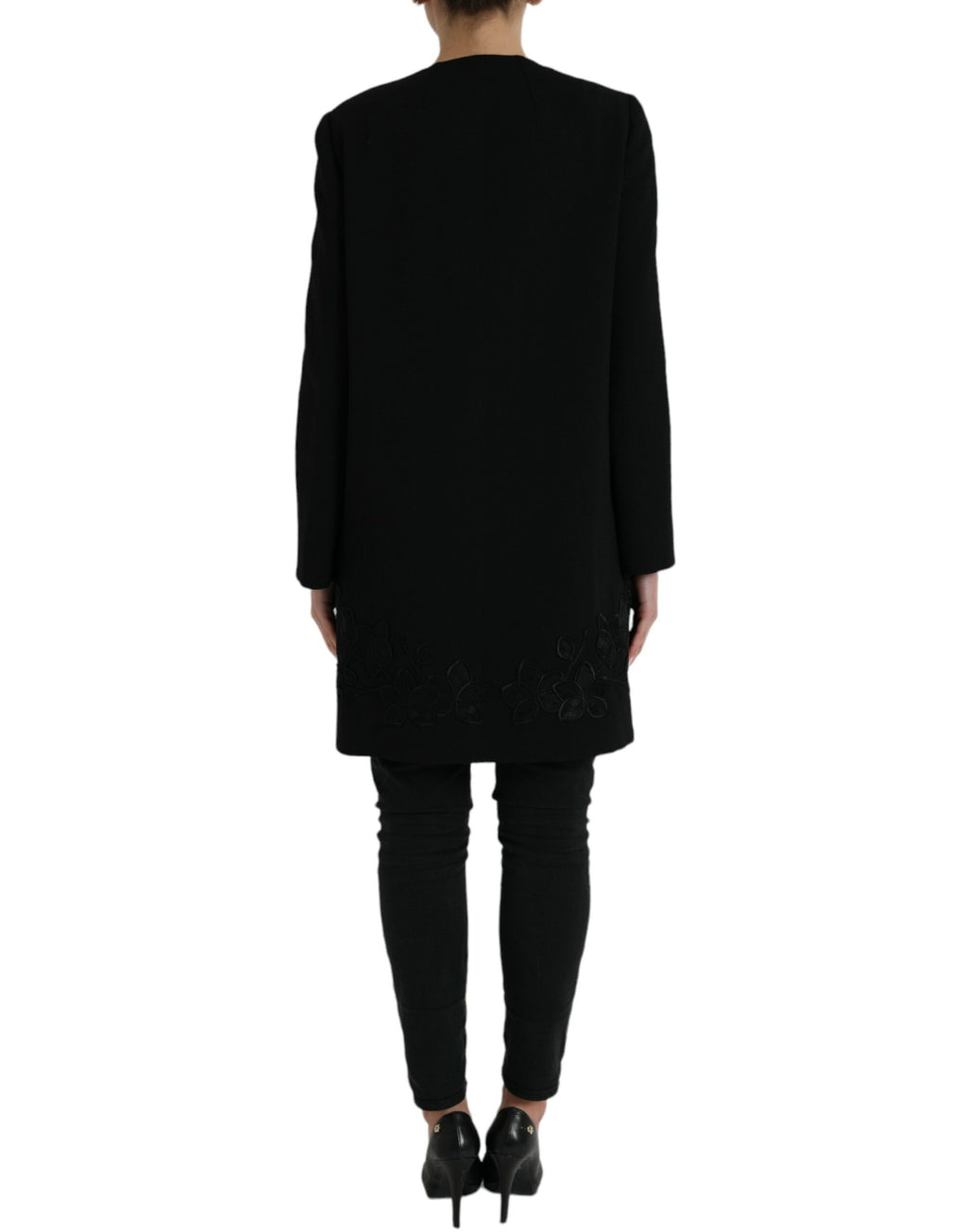 Trench-coat élégant en laine boutonné à fleurs Dolce &amp; Gabbana