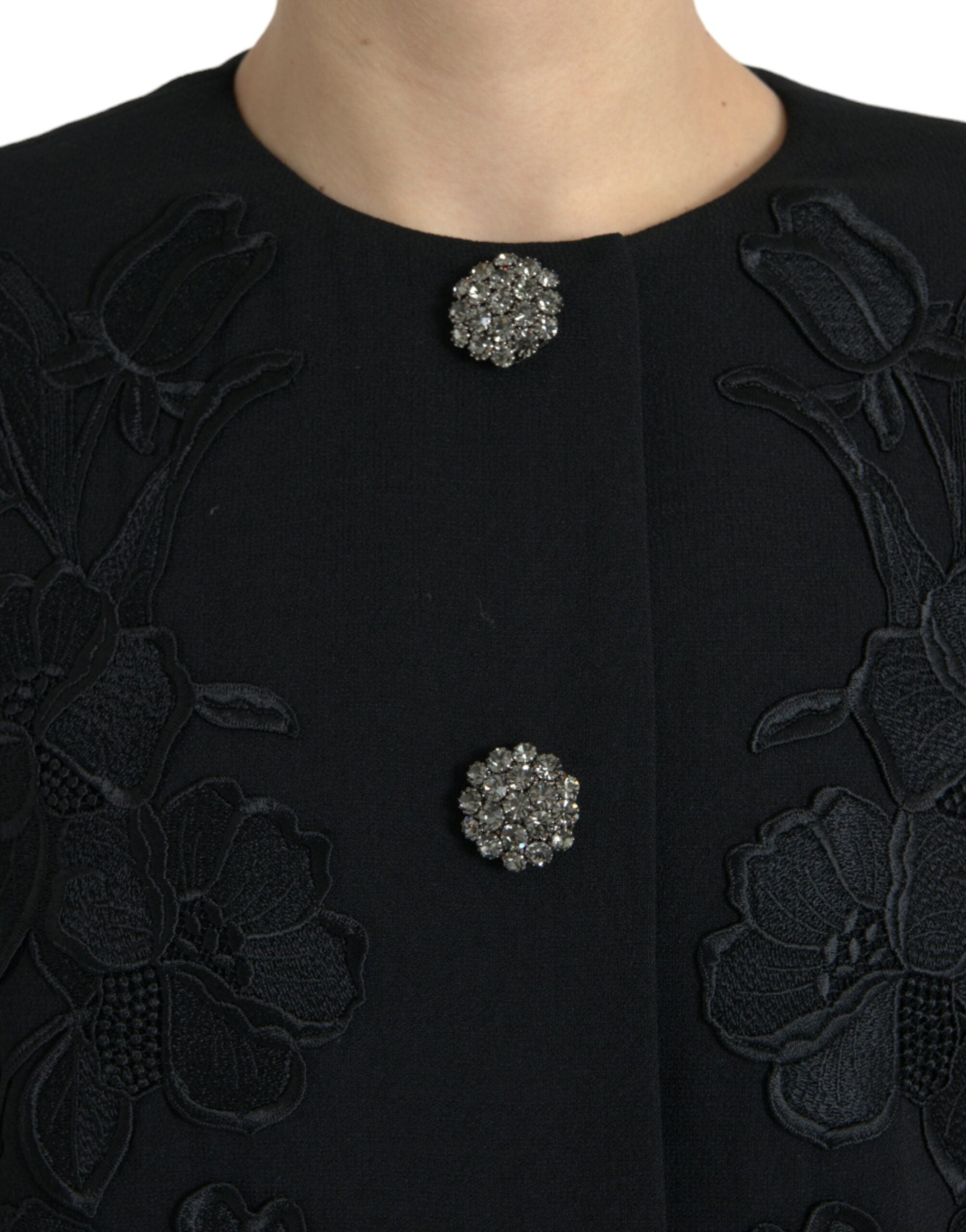 Trench-coat élégant en laine boutonné à fleurs Dolce &amp; Gabbana
