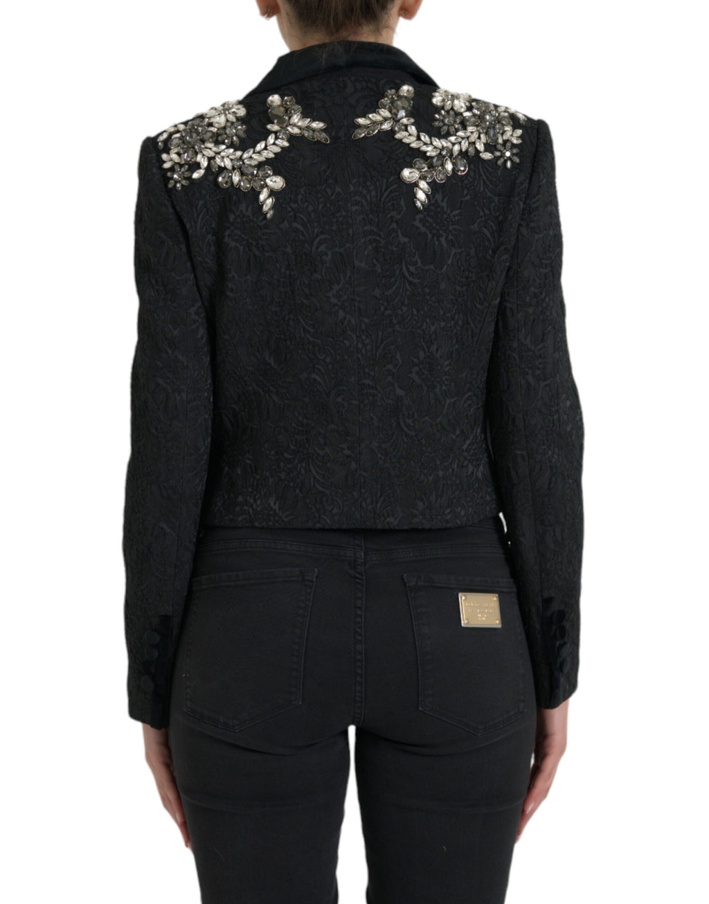 Dolce &amp; Gabbana – Elegante, verzierte schwarze Manteljacke