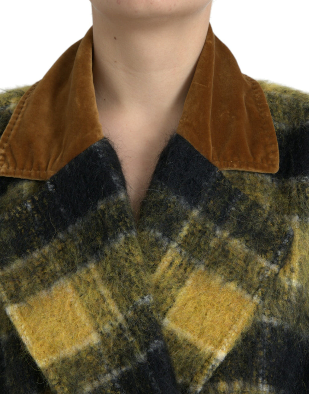 Trench-coat long à carreaux Dolce &amp; Gabbana Chic en jaune soleil