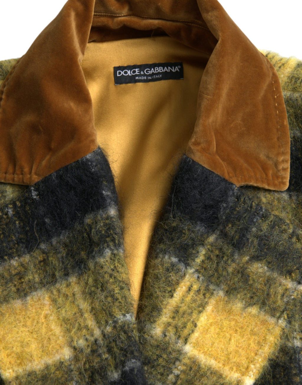 Trench-coat long à carreaux Dolce &amp; Gabbana Chic en jaune soleil
