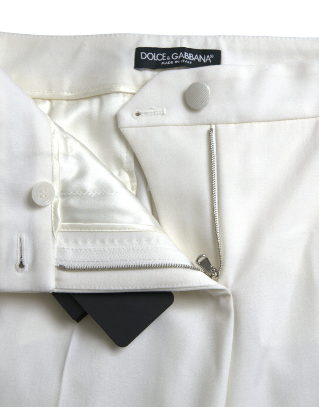 Dolce &amp; Gabbana – Elegante weiße, konisch zulaufende Hose mit mittlerer Taille