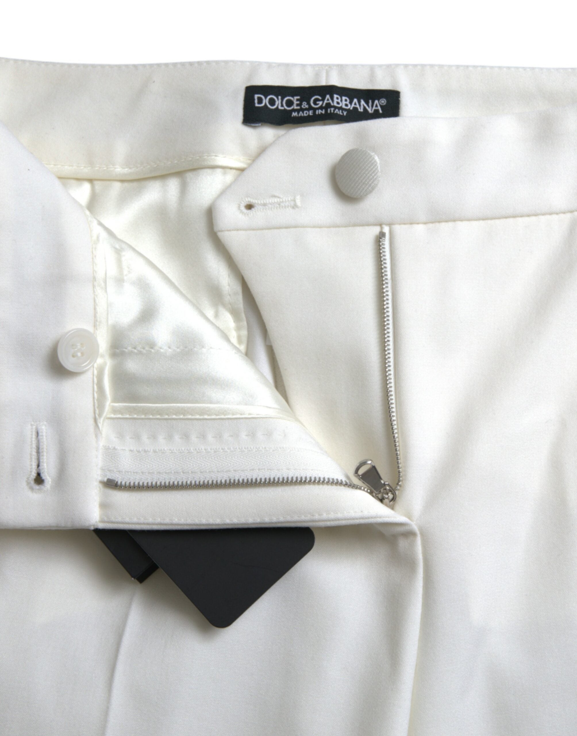 Dolce &amp; Gabbana – Elegante weiße, konisch zulaufende Hose mit mittlerer Taille