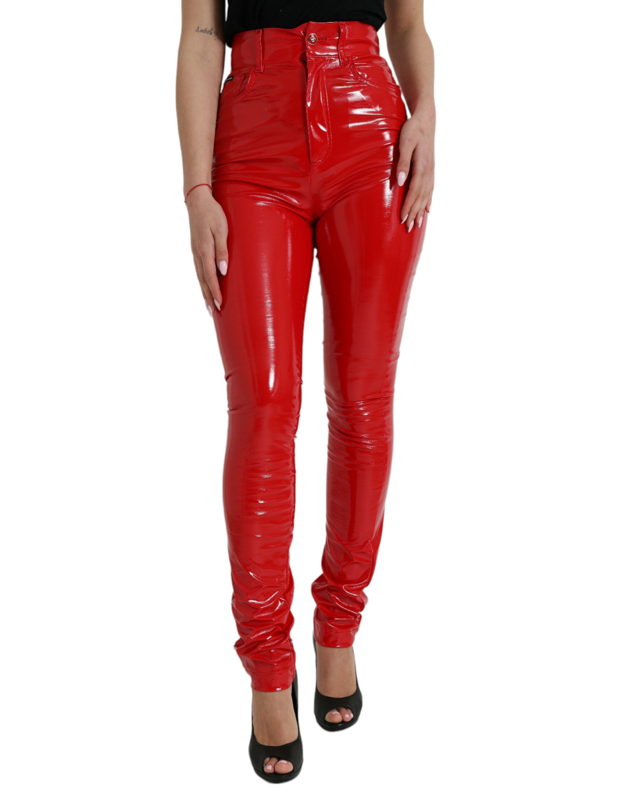 Dolce &amp; Gabbana Schicke rote Skinny-Hose mit hoher Taille