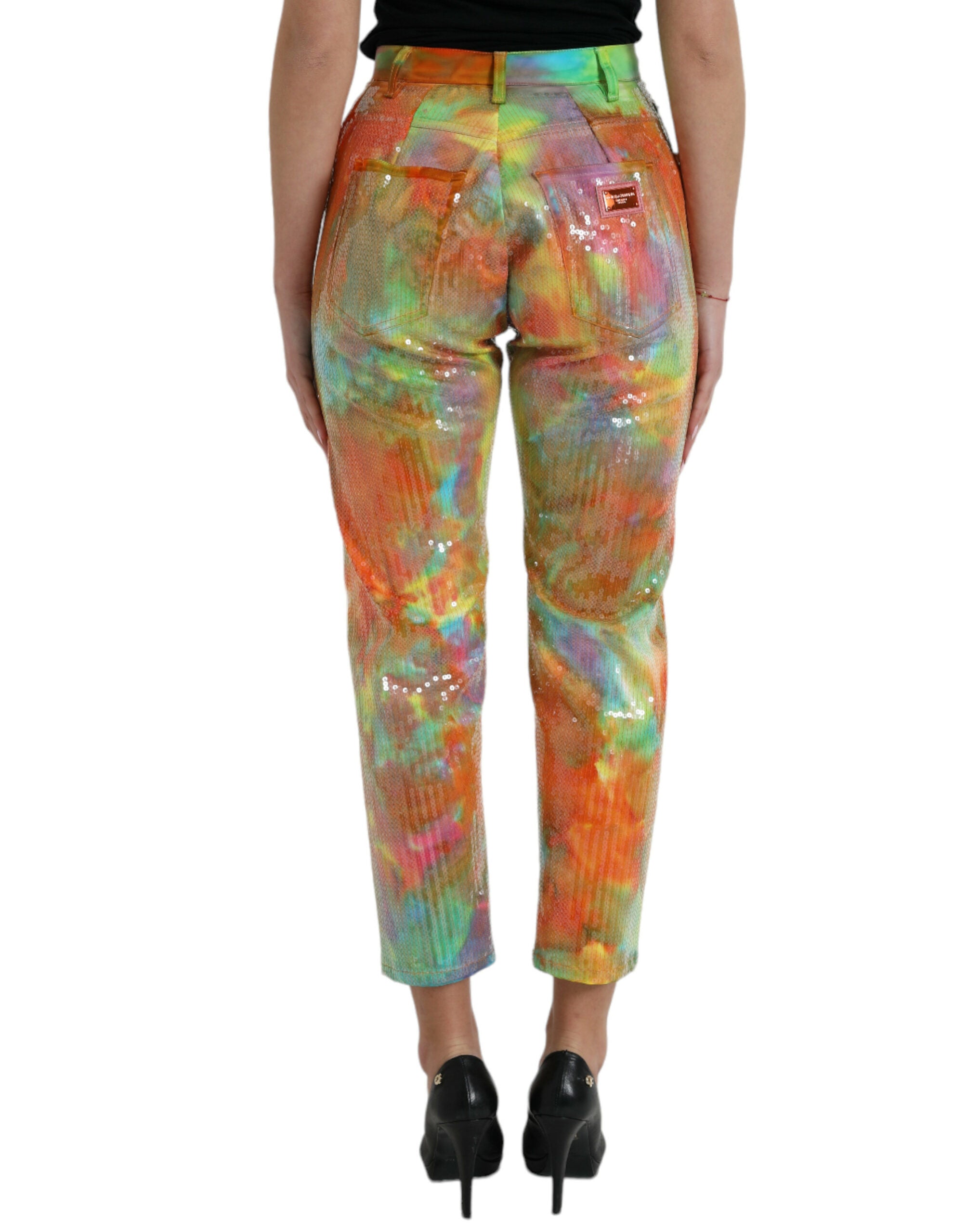 Dolce &amp; Gabbana – Mehrfarbige, verkürzte Hose mit hoher Taille