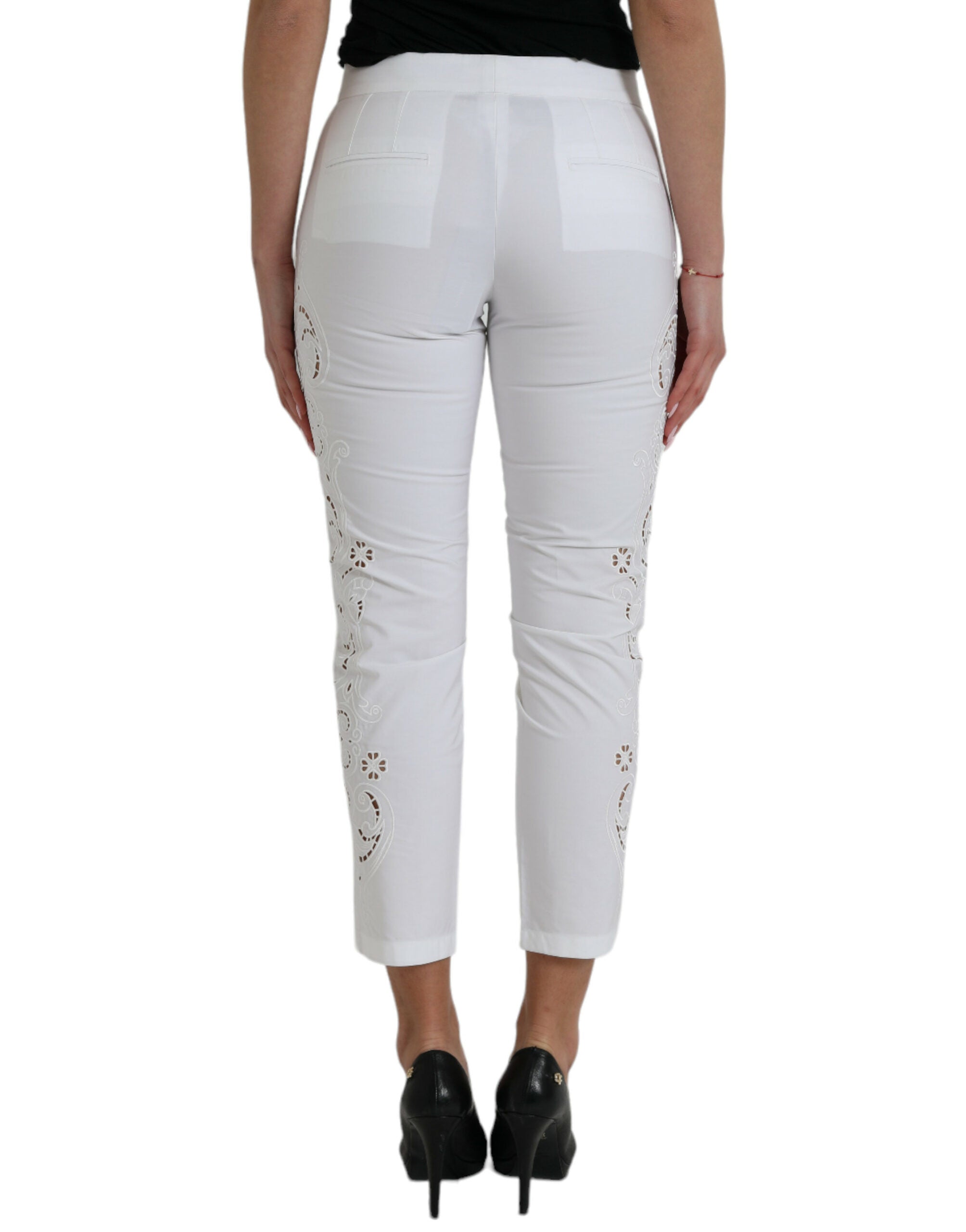 Dolce &amp; Gabbana – Elegante weiße, konische Hose mit mittlerer Taille