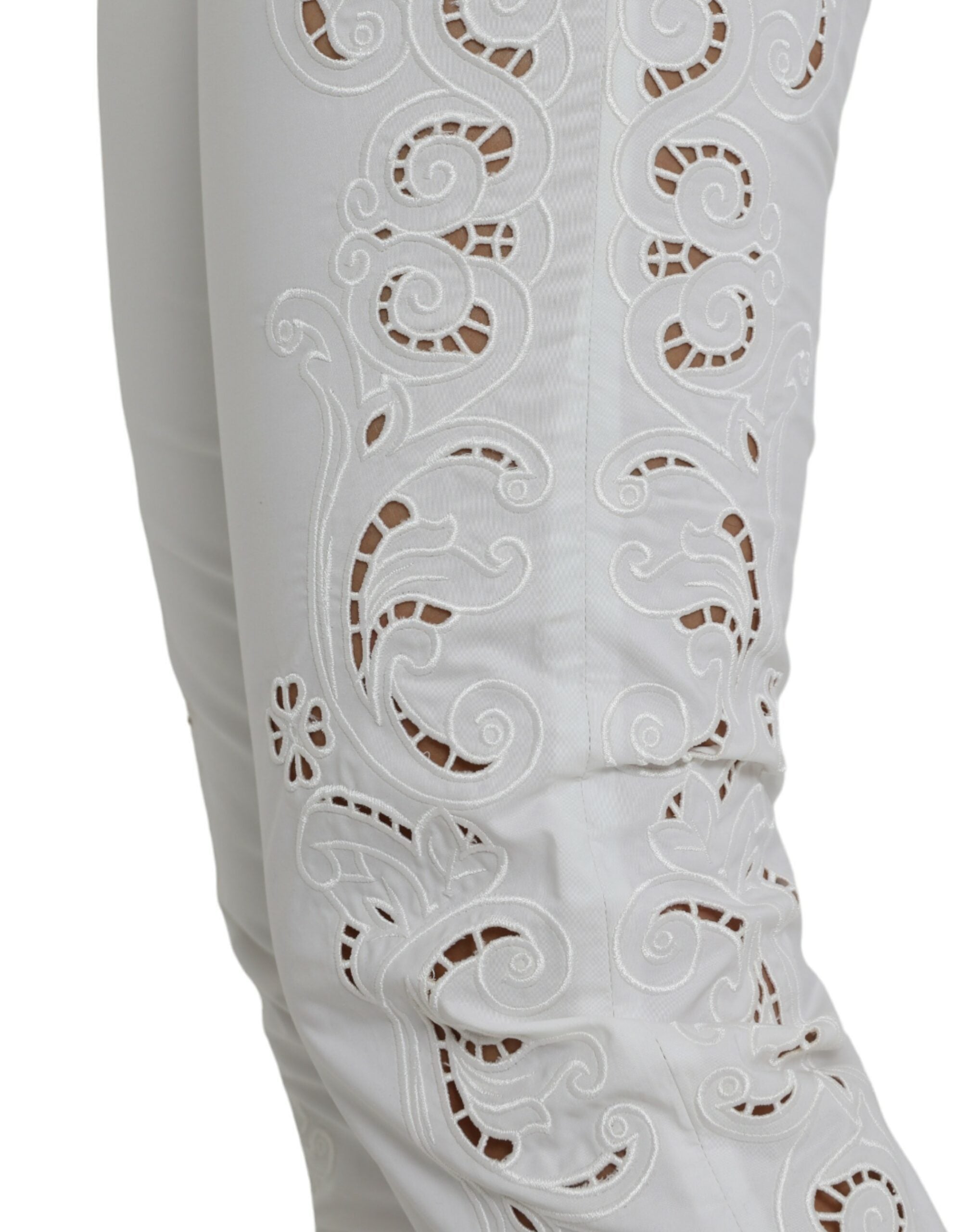 Dolce &amp; Gabbana – Elegante weiße, konische Hose mit mittlerer Taille