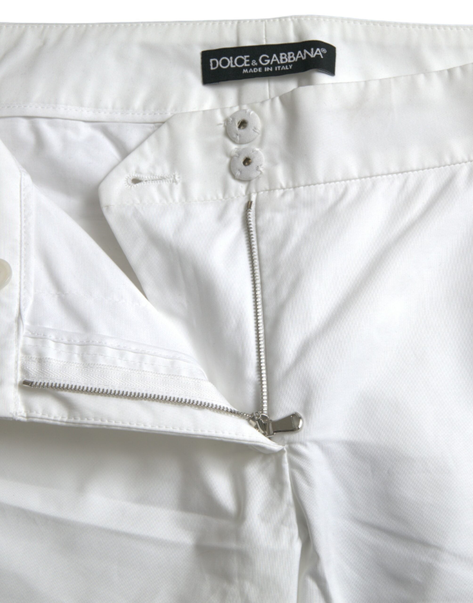 Dolce &amp; Gabbana – Elegante weiße, konische Hose mit mittlerer Taille
