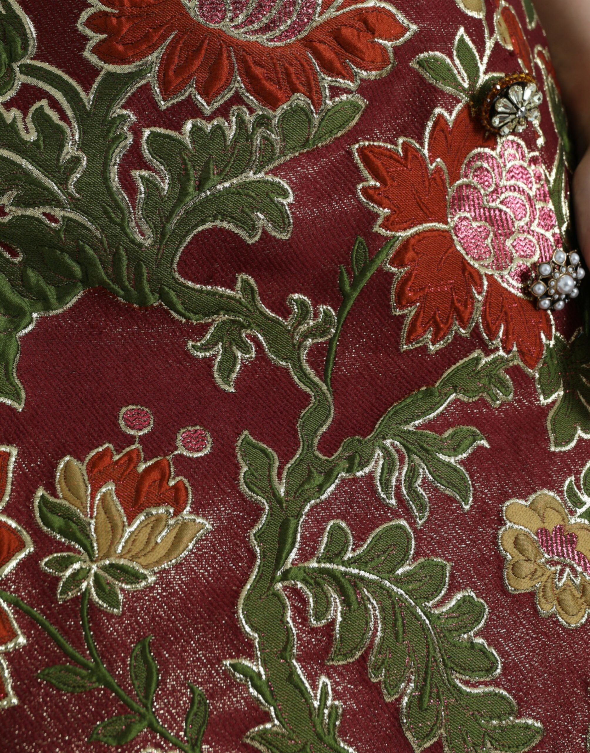 Mini-jupe en jacquard fleuri marron Dolce &amp; Gabbana