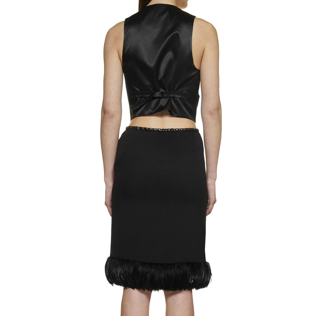 Saint Laurent Feathers Trim Silk Skirt
