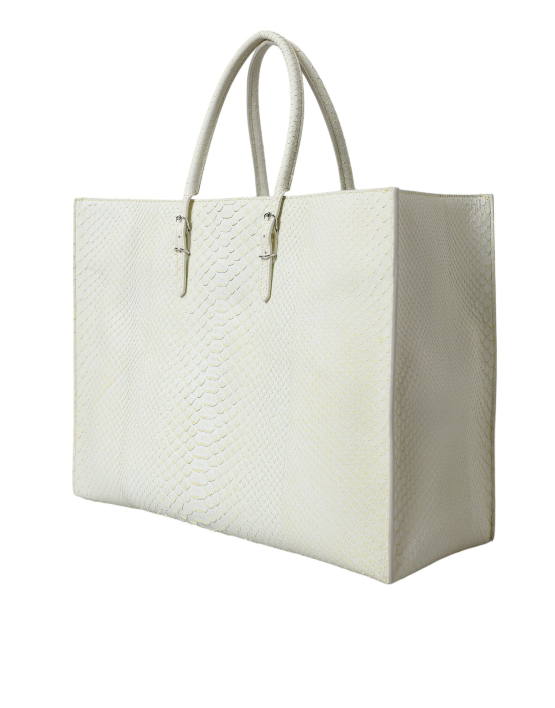 Sac fourre-tout Balenciaga Chic en cuir python blanc et jaune
