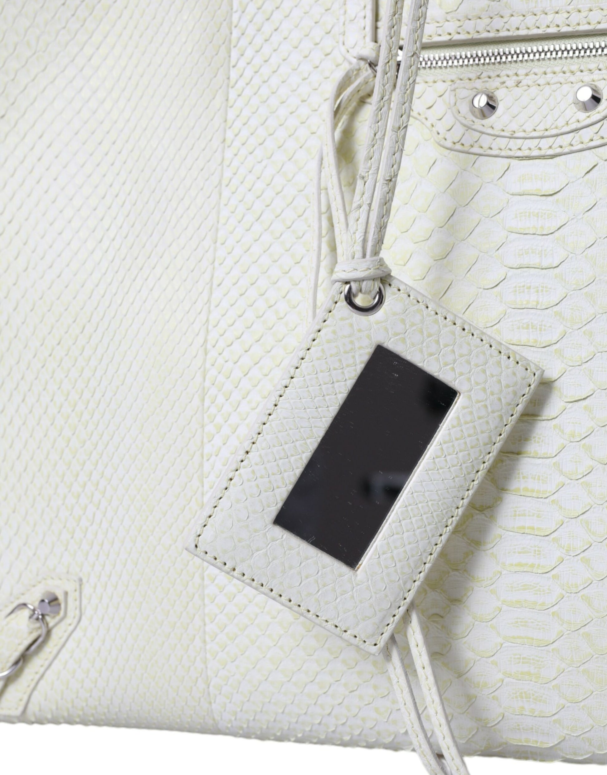 Sac fourre-tout Balenciaga Chic en cuir python blanc et jaune