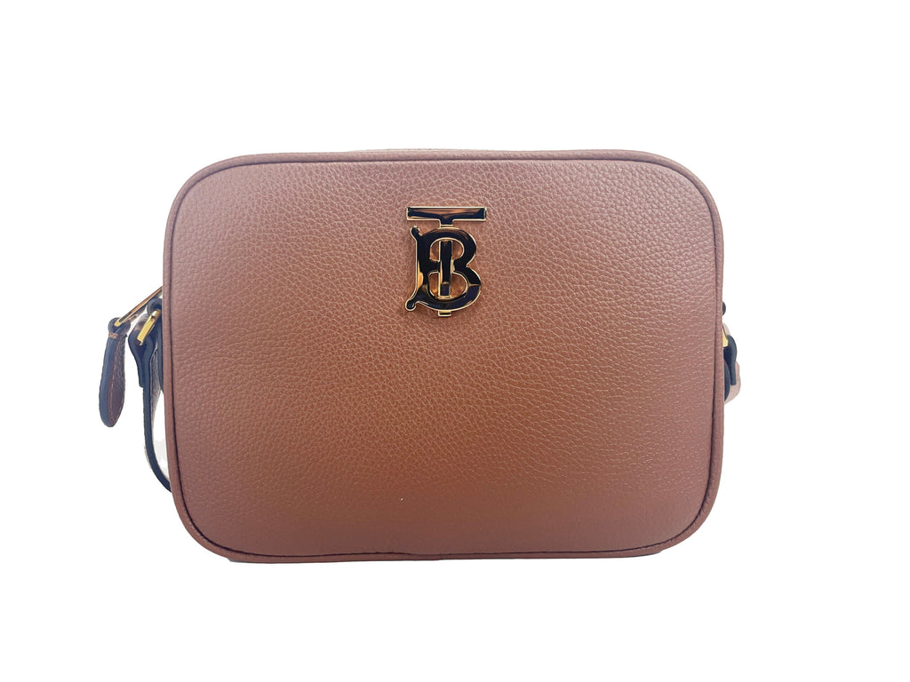 Petit sac bandoulière en cuir marron clair avec logo Burberry
