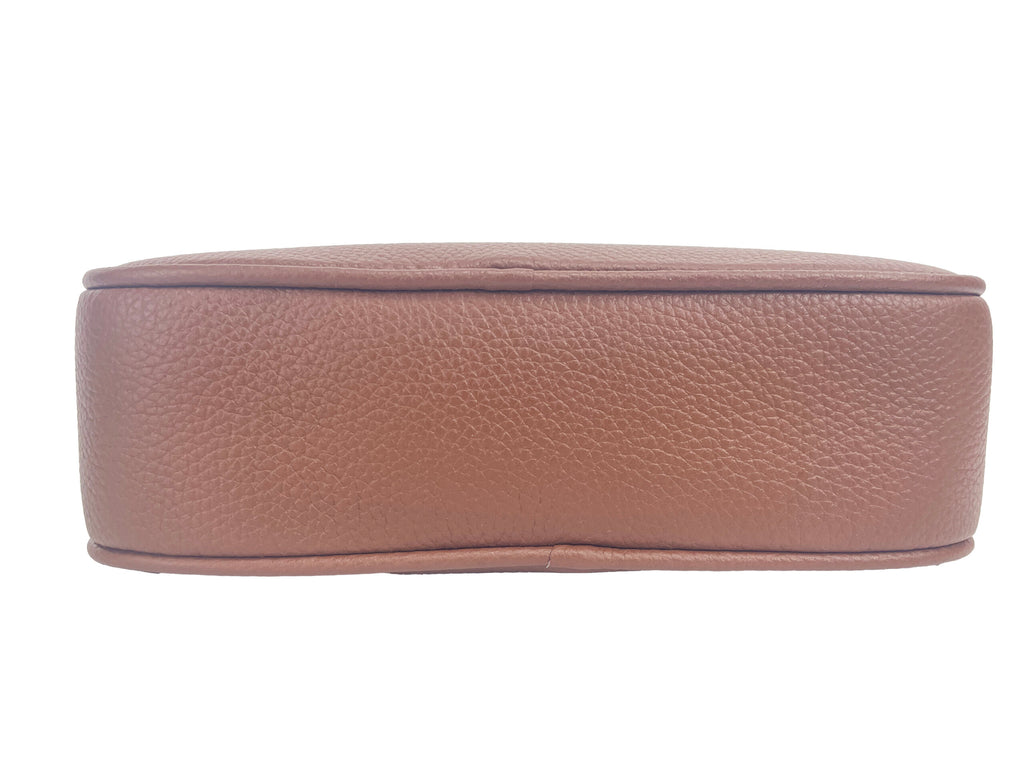 Petit sac bandoulière en cuir marron clair avec logo Burberry