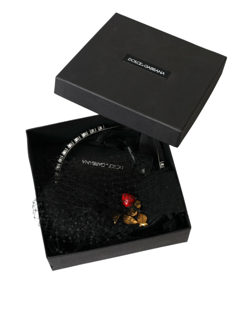 Serre-tête diadème en maille de cristal de Sicile à la fraise noire Dolce &amp; Gabbana