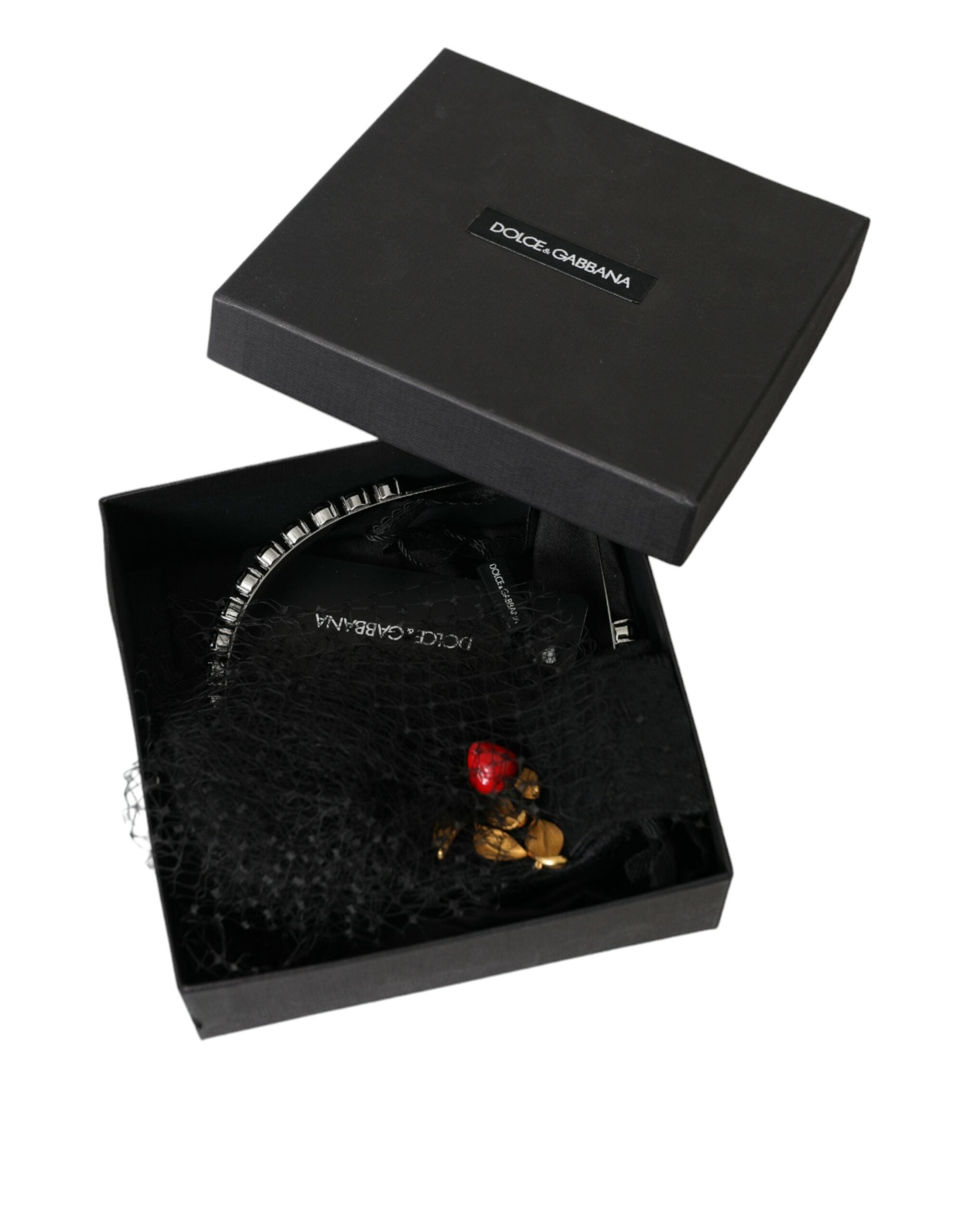 Serre-tête diadème en maille de cristal de Sicile à la fraise noire Dolce &amp; Gabbana