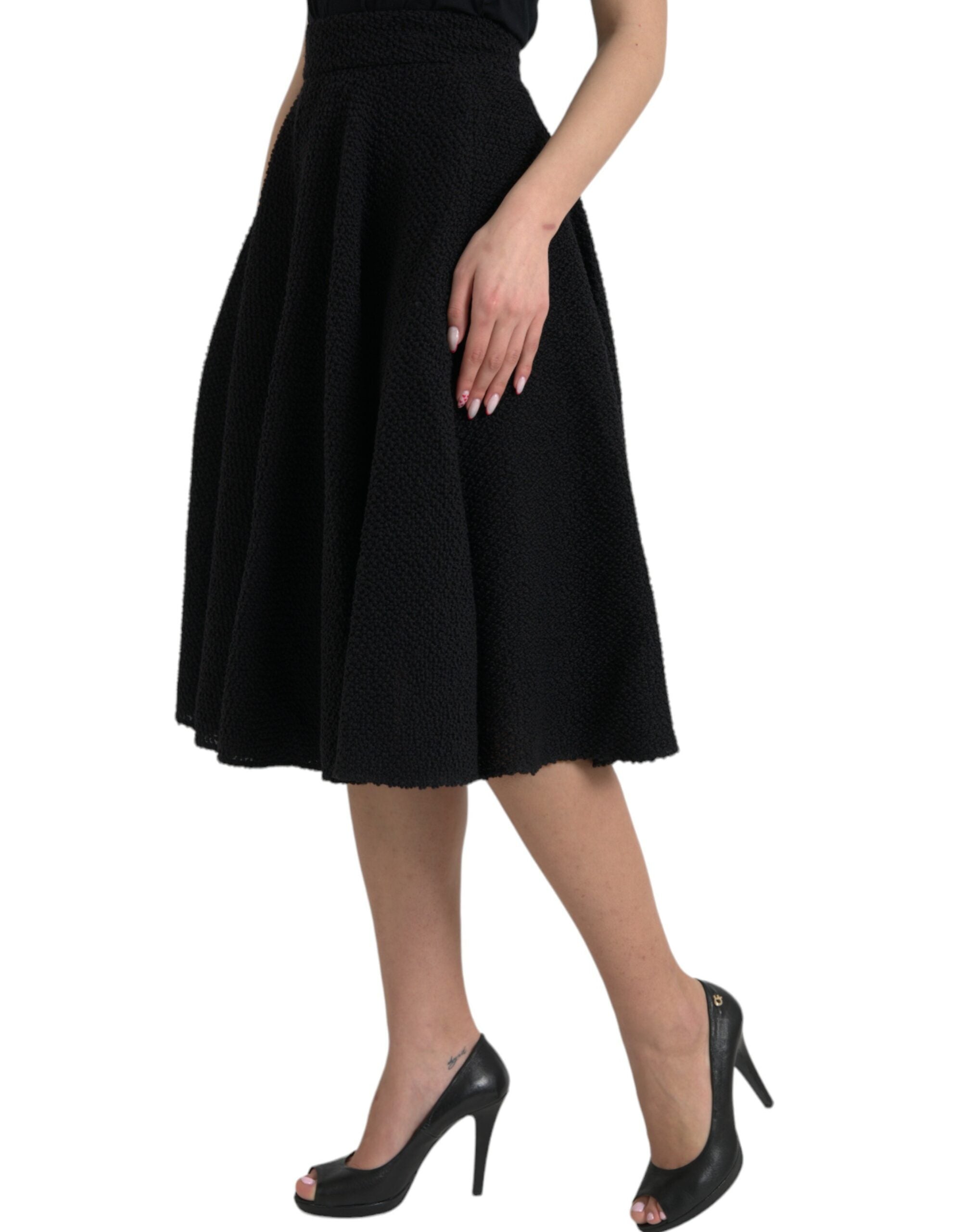 Jupe trapèze noire taille haute longueur genou Dolce &amp; Gabbana