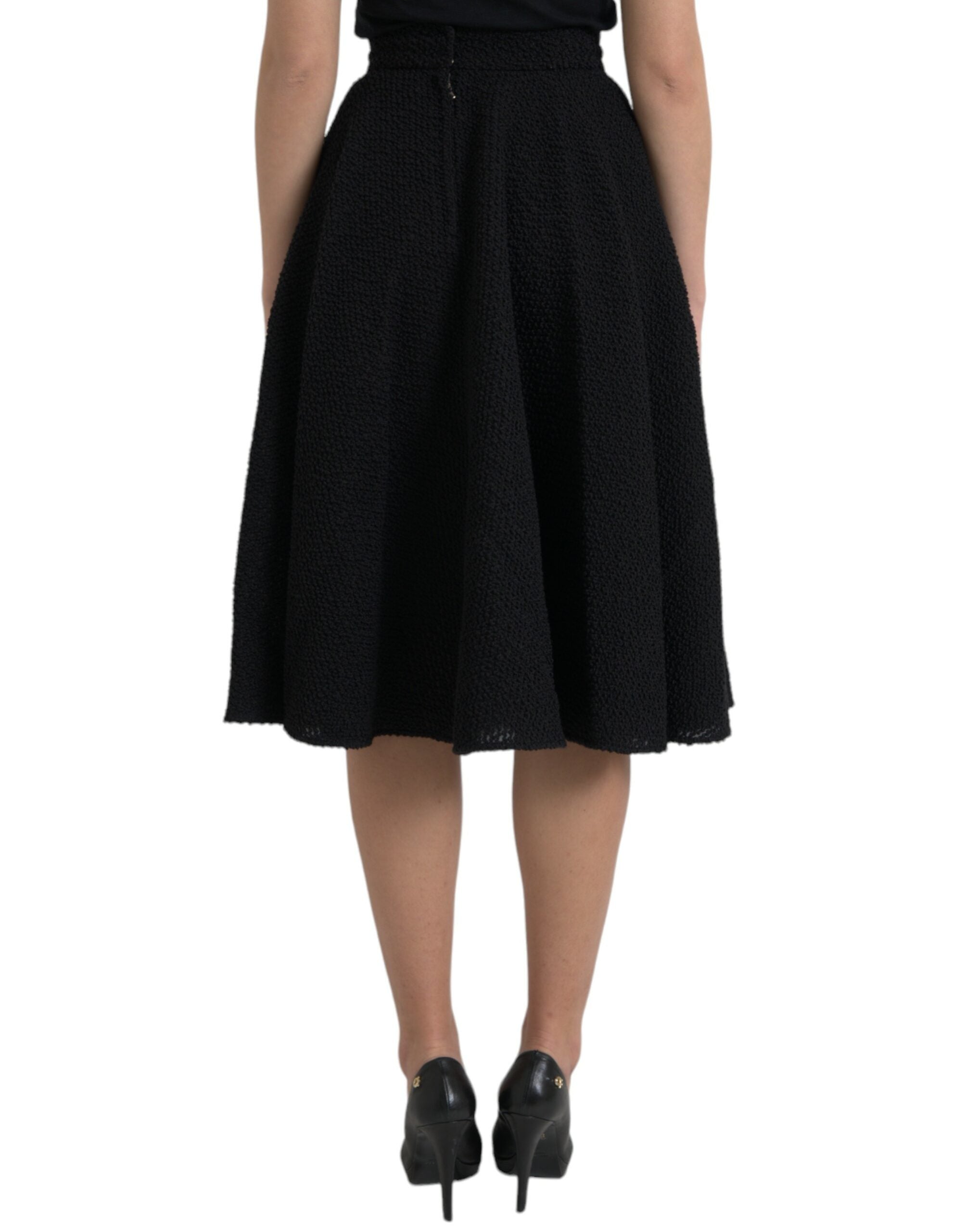 Jupe trapèze noire taille haute longueur genou Dolce &amp; Gabbana