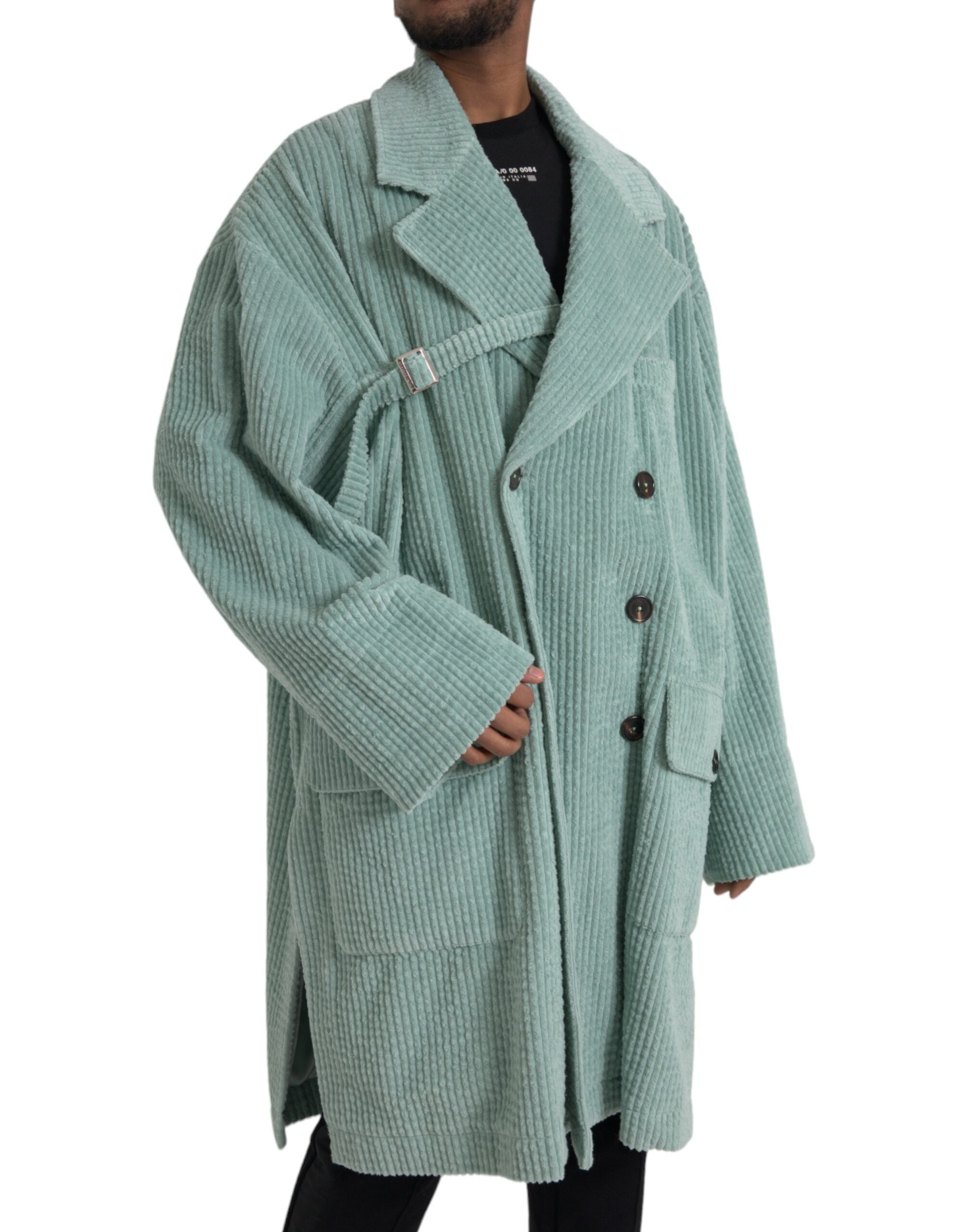 Veste croisée en velours côtelé bleu Dolce &amp; Gabbana