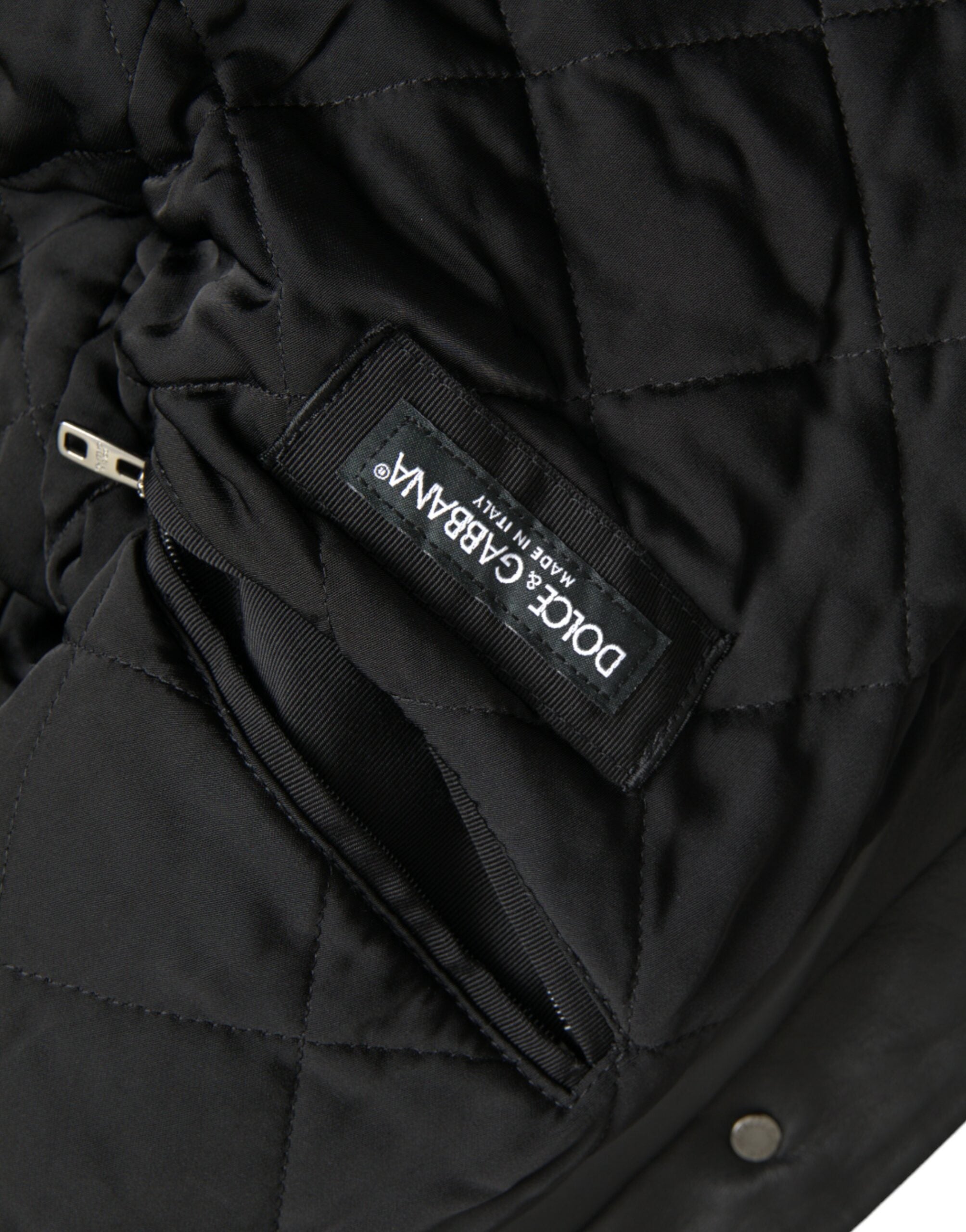 Dolce &amp; Gabbana - Manteau motard en cuir noir avec col en fourrure