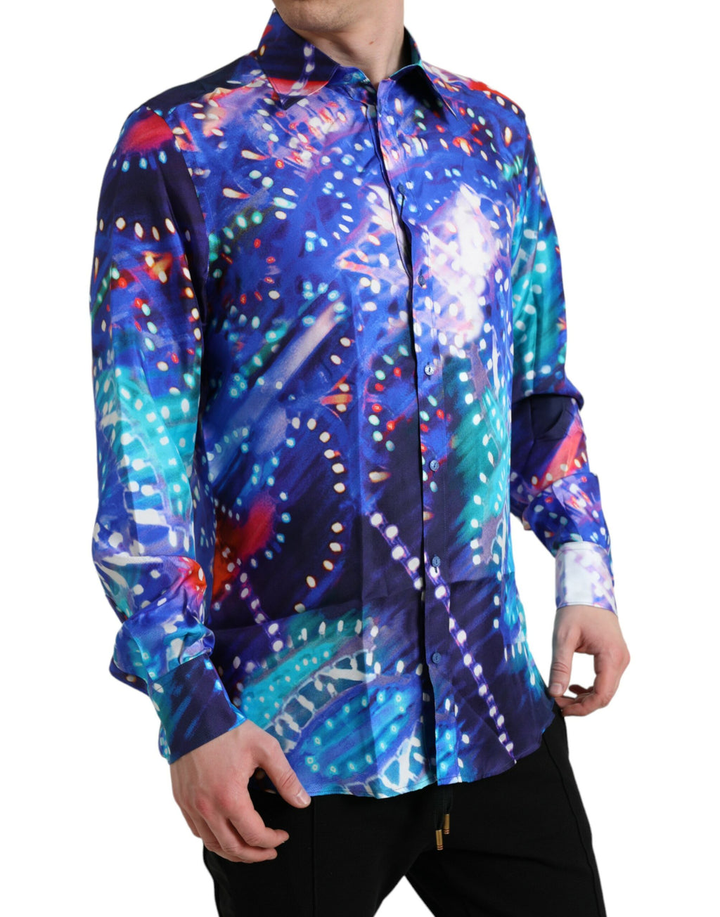 Dolce &amp; Gabbana Lila Luminarie Seiden-Slim-MARTINI-Hemd