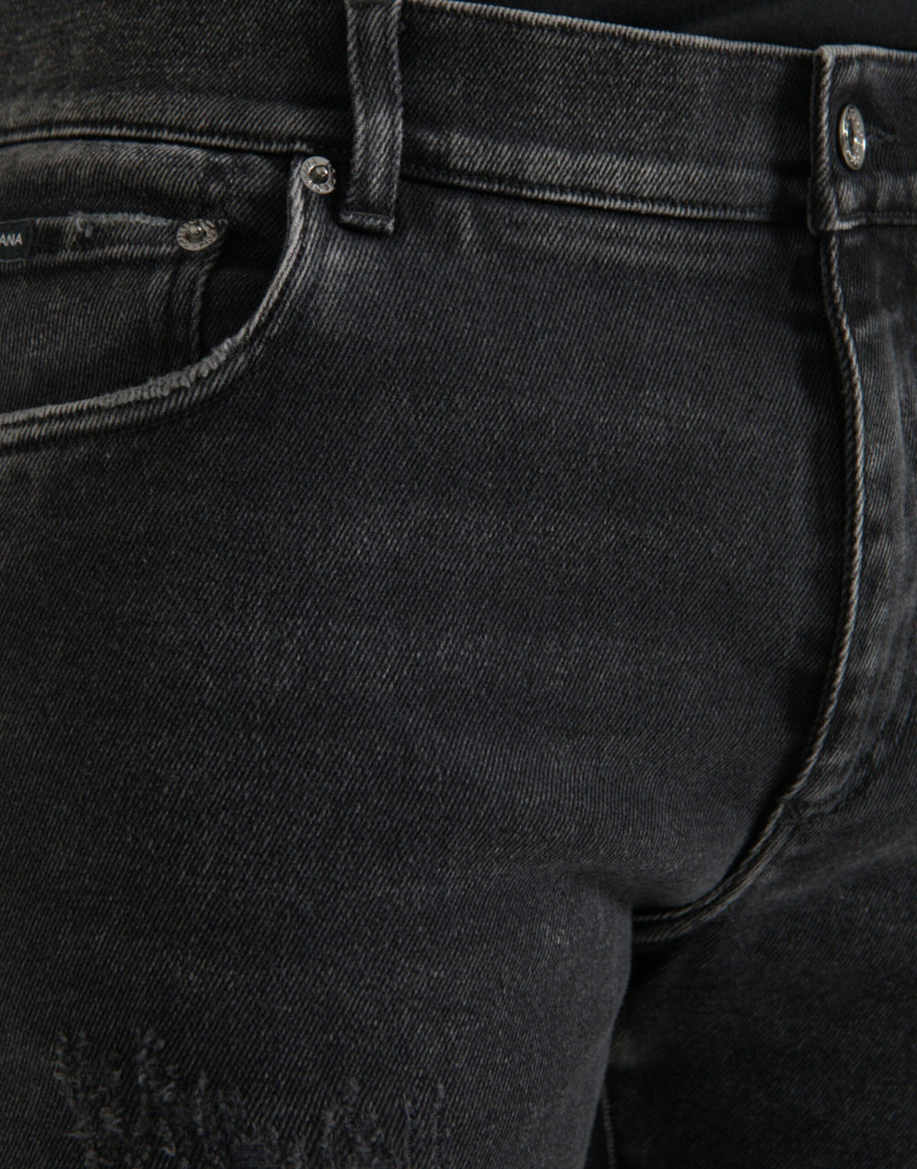 Dolce &amp; Gabbana – Graue Skinny-Jeans aus Baumwollstretch mit Logo