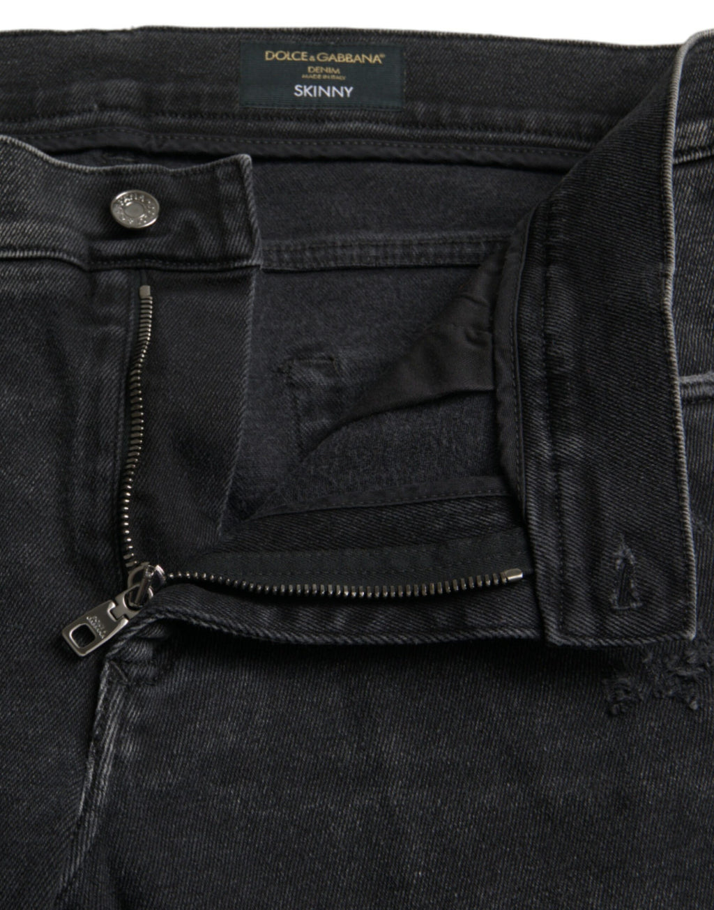 Dolce &amp; Gabbana – Graue Skinny-Jeans aus Baumwollstretch mit Logo