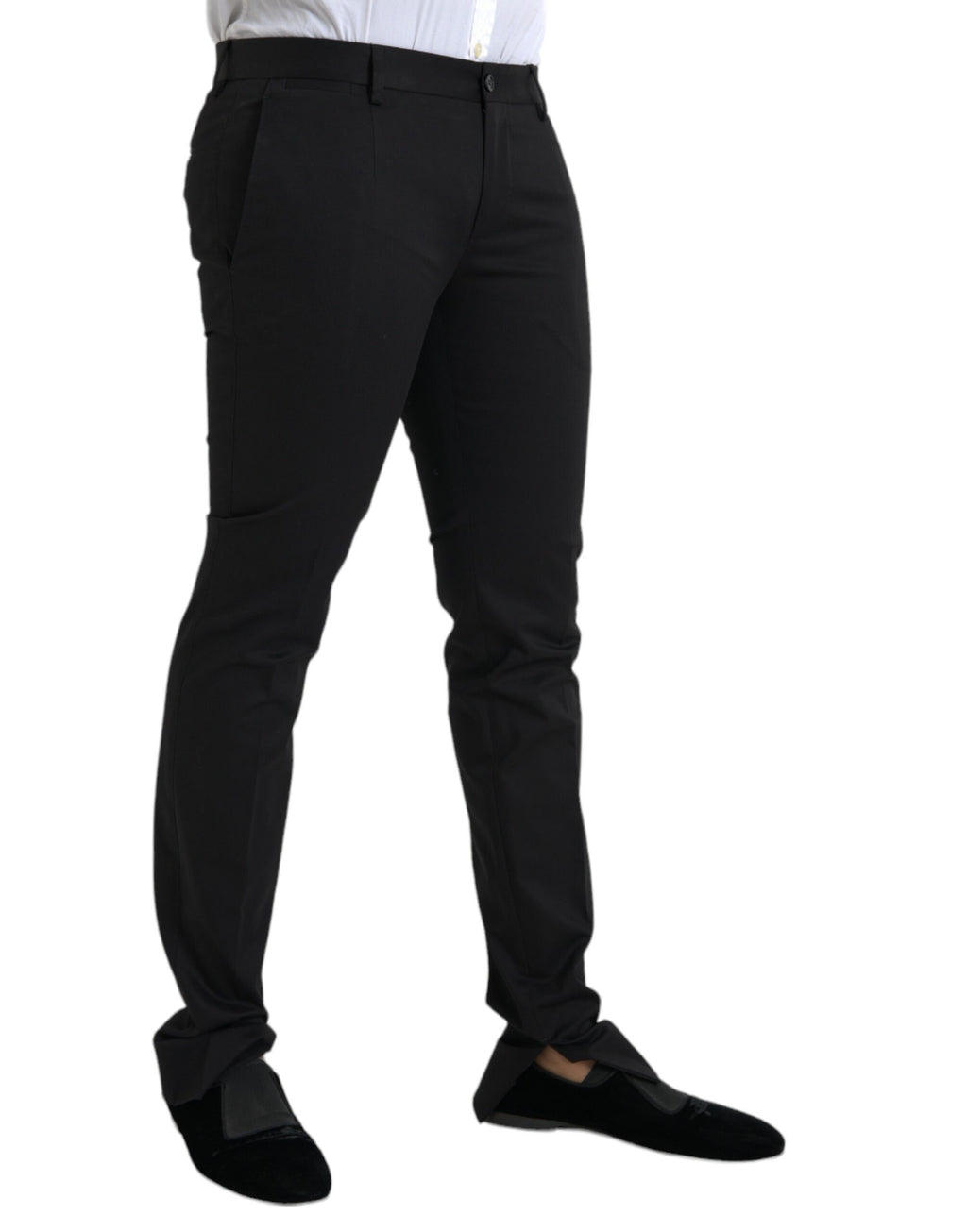Dolce &amp; Gabbana – Enge Anzughose aus Baumwollstretch in Schwarz