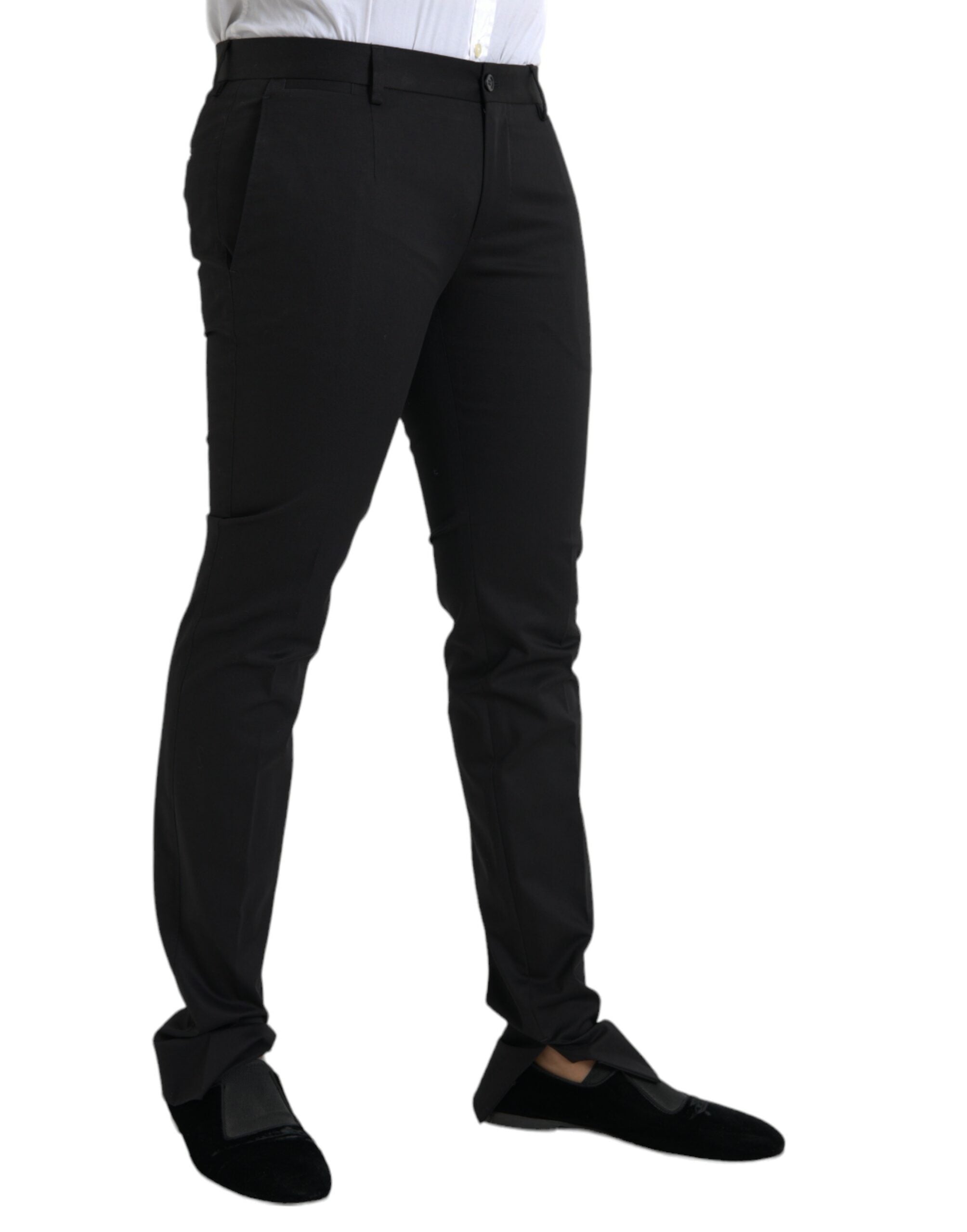 Dolce &amp; Gabbana – Enge Anzughose aus Baumwollstretch in Schwarz