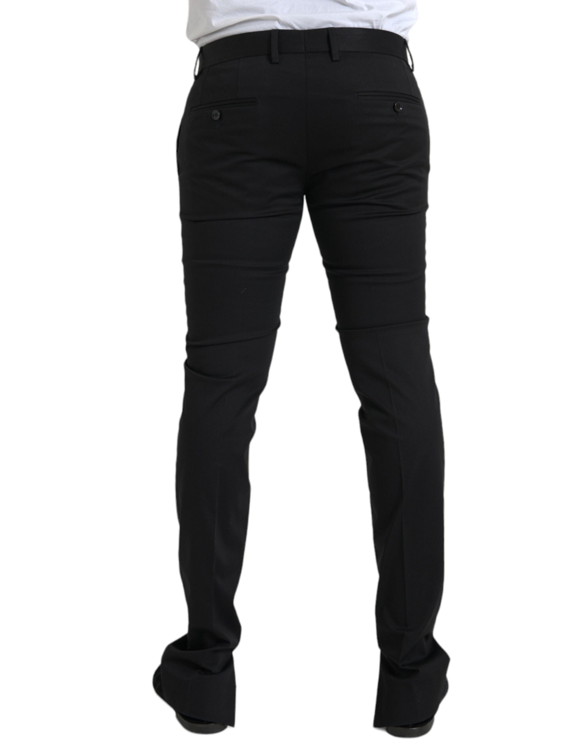 Dolce &amp; Gabbana – Enge Anzughose aus Baumwollstretch in Schwarz