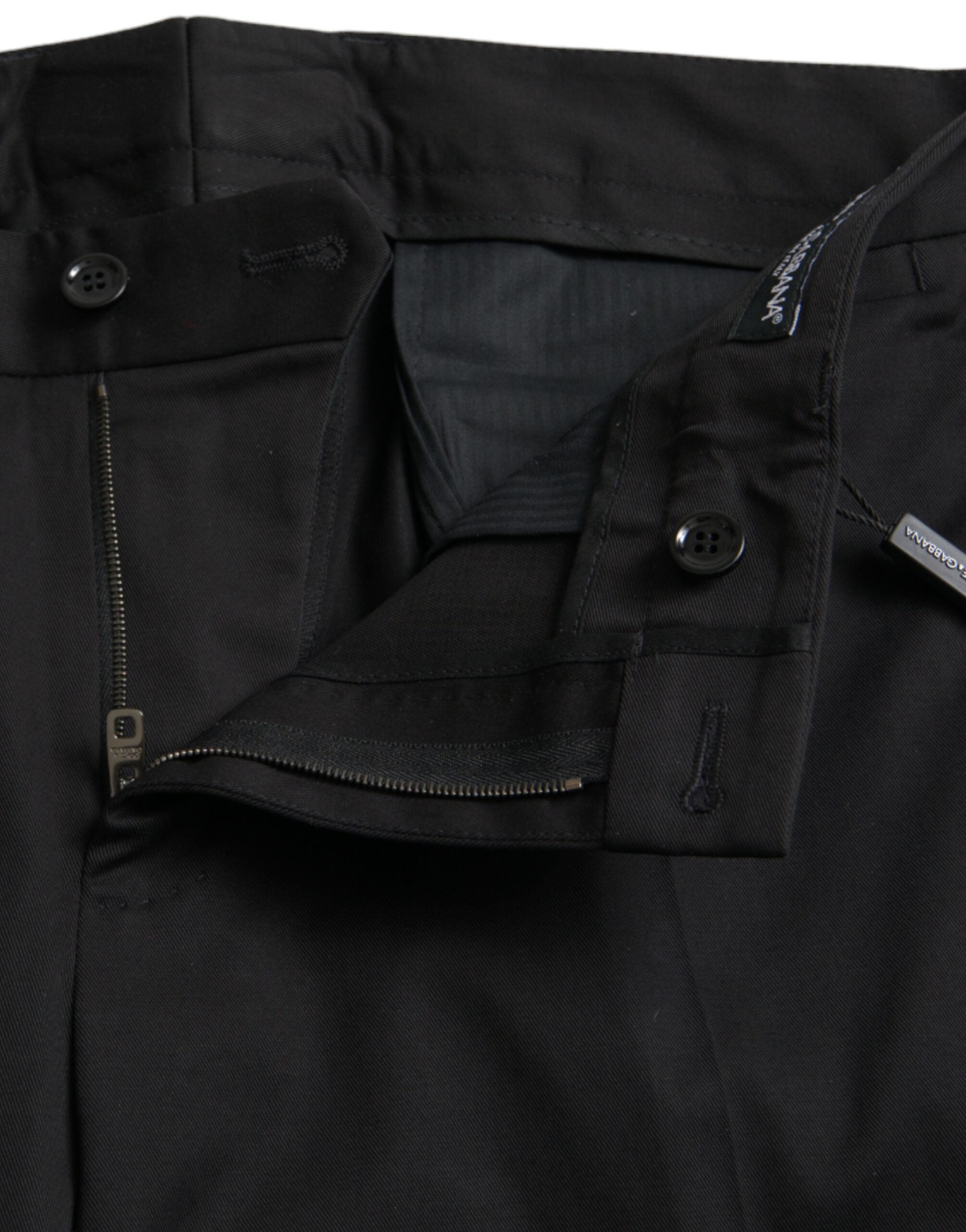 Dolce &amp; Gabbana – Enge Anzughose aus Baumwollstretch in Schwarz