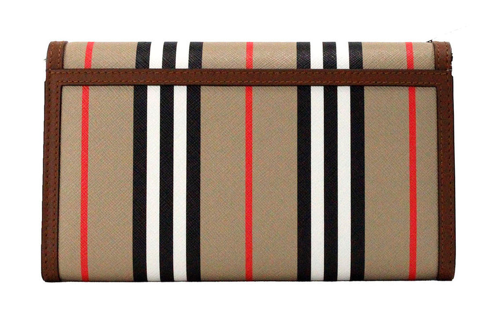 Sac à bandoulière portefeuille Burberry Hannah Icon Stripe Archive en cuir tanné végétal