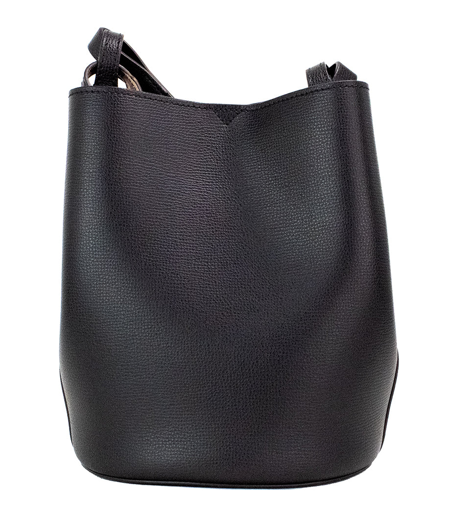 Burberry – Kleine Handtasche „Lorne“ aus genarbtem Leder mit Haymarket-Karomuster in Schwarz