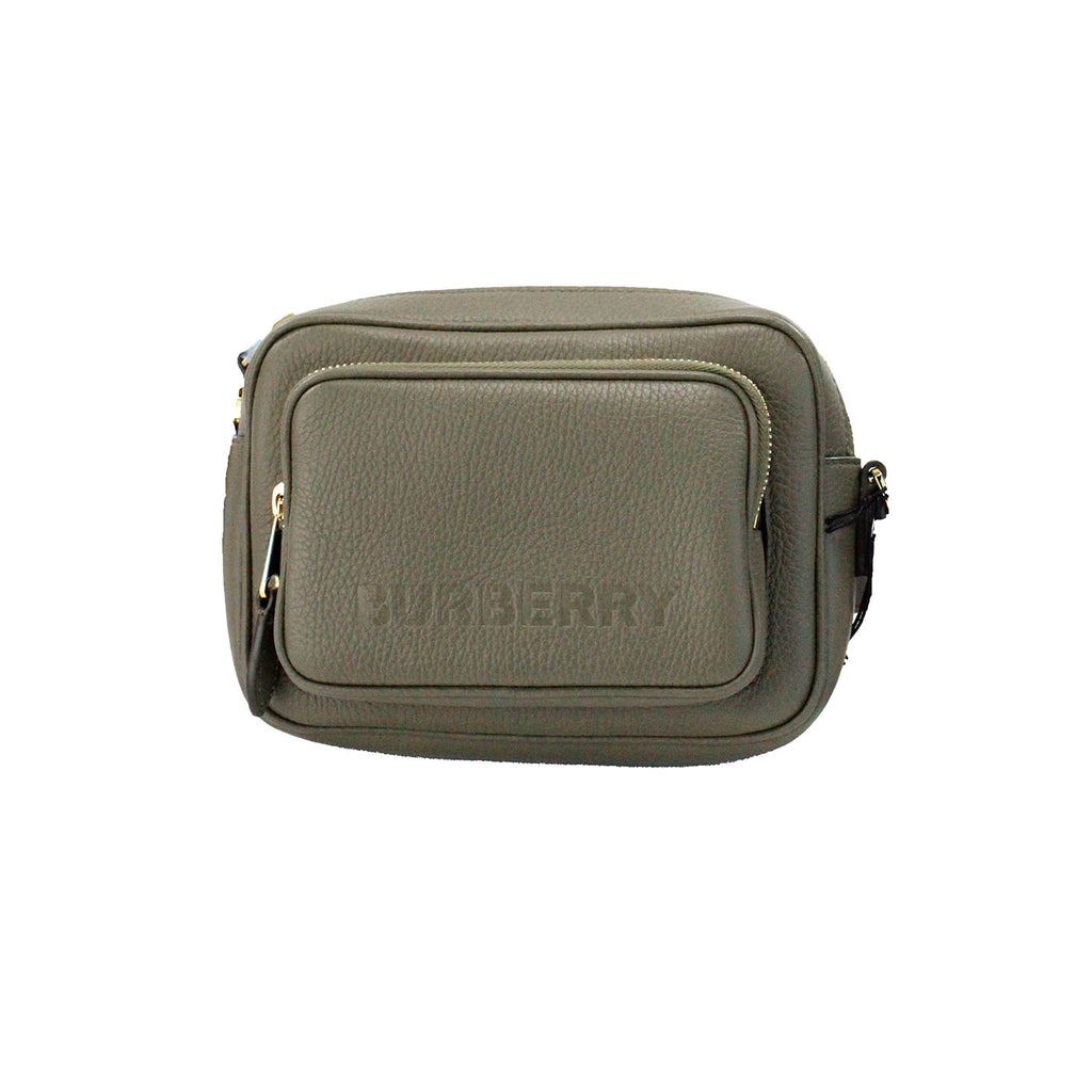 Petit sac bandoulière Burberry en cuir grainé vert fougère foncé pour appareil photo