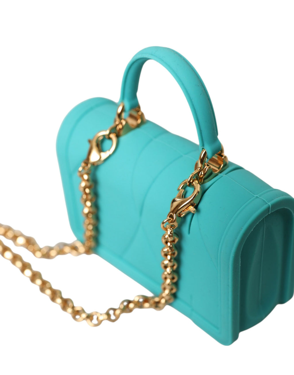 Étui pour Airpods Dolce &amp; Gabbana en silicone turquoise avec motif cœur dévotion