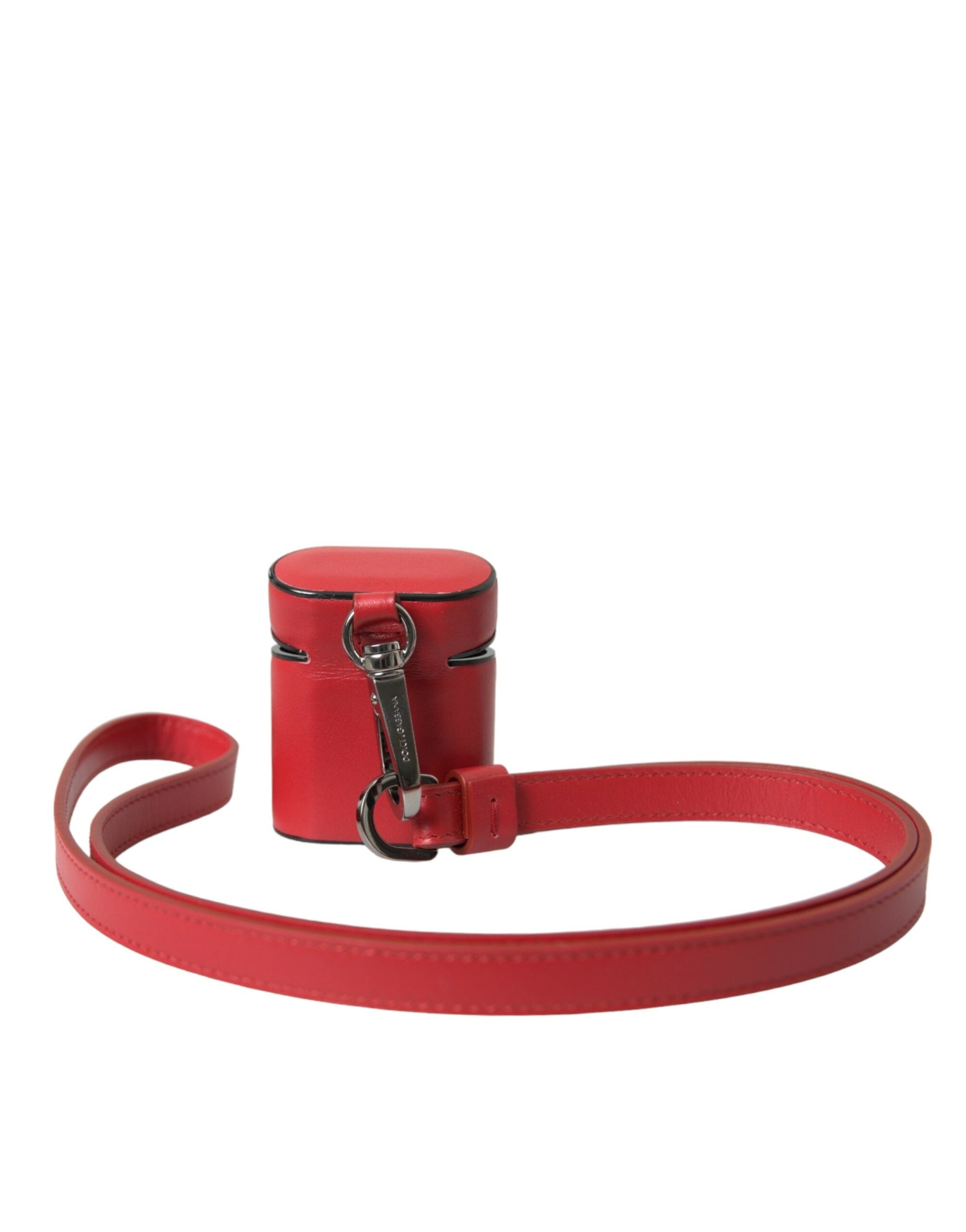 Étui pour Airpods Dolce &amp; Gabbana en cuir de veau rouge avec logo imprimé