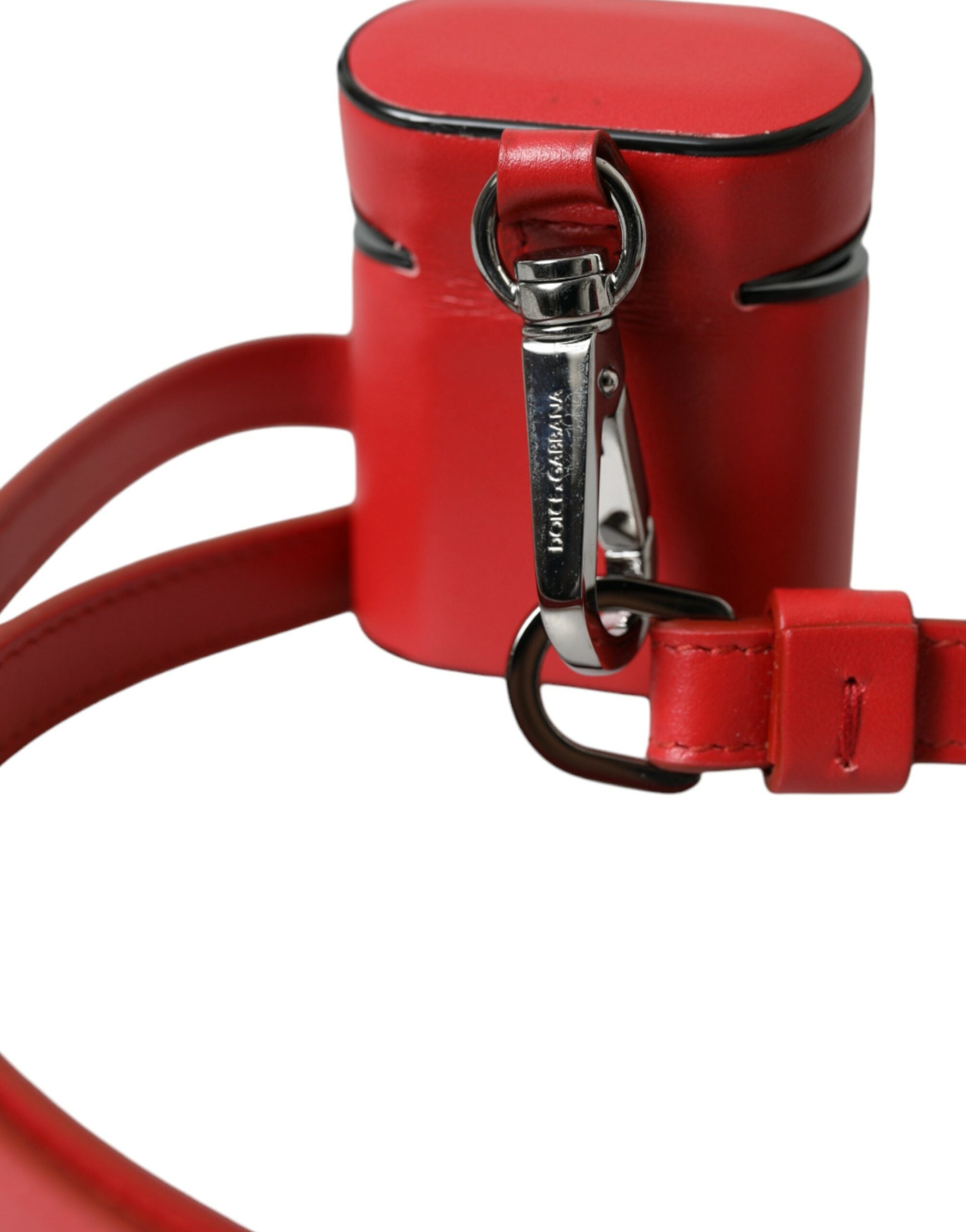 Étui pour Airpods Dolce &amp; Gabbana en cuir de veau rouge avec logo imprimé