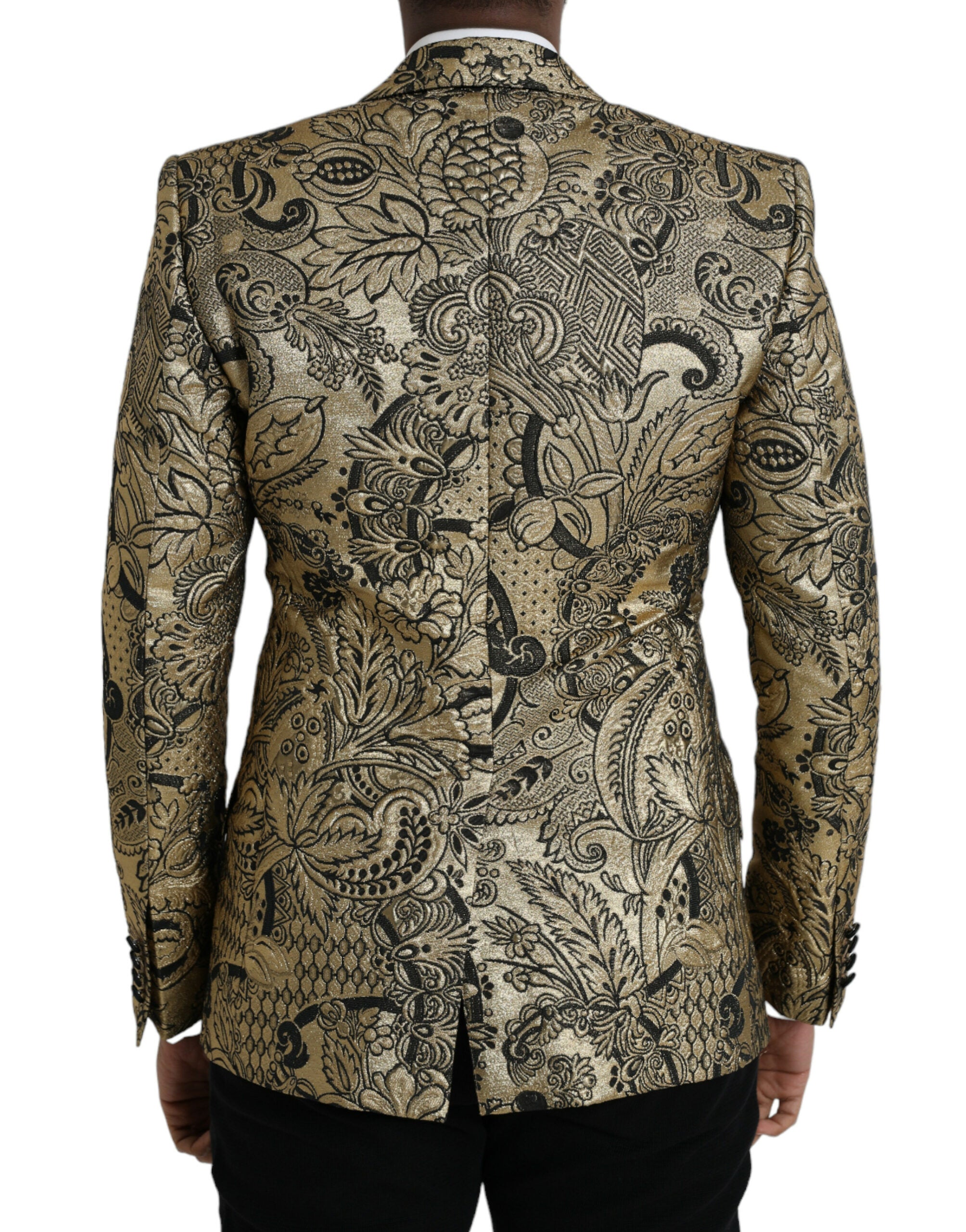 Blazer manteau simple boutonnage en jacquard doré Dolce &amp; Gabbana SICILIA