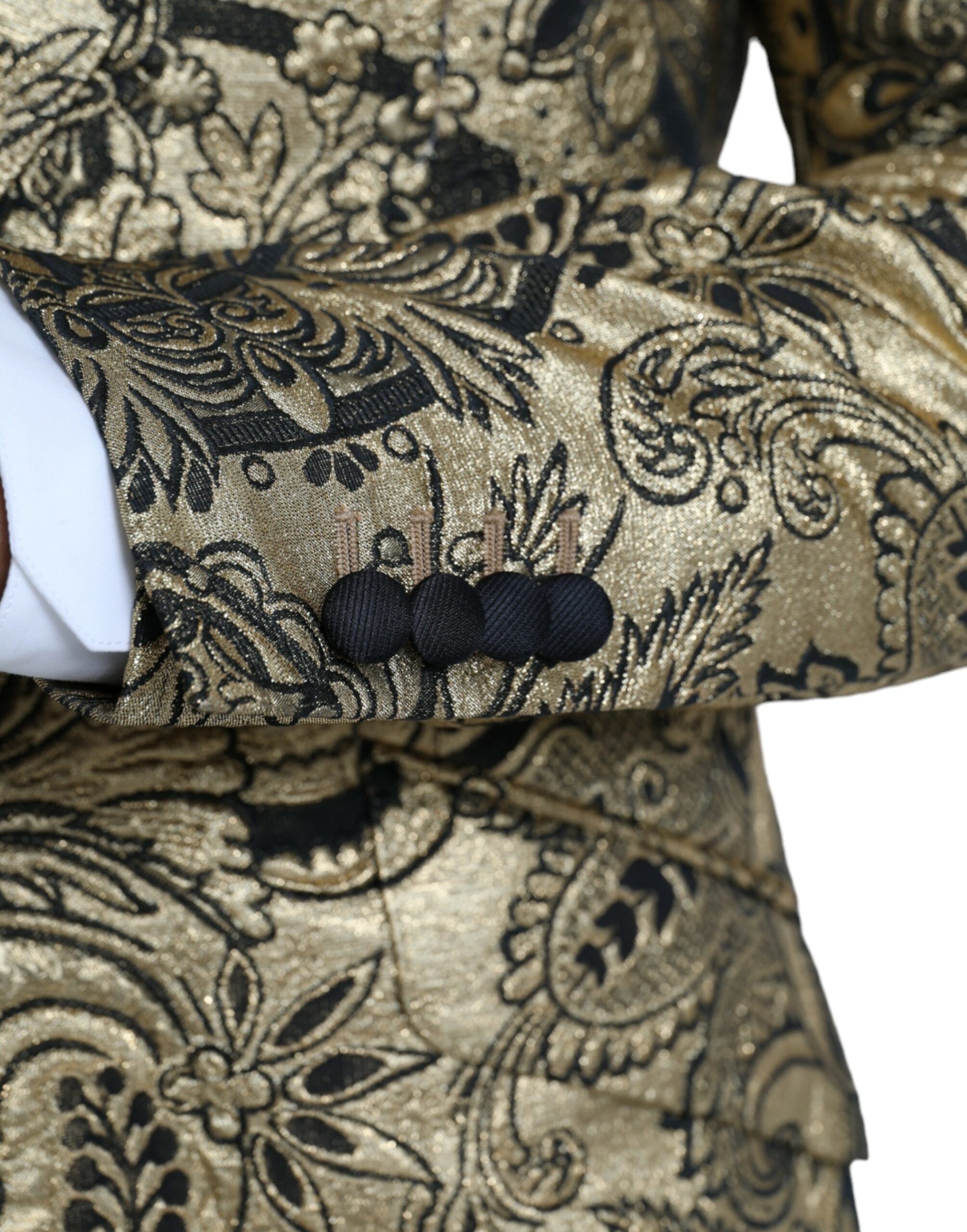 Blazer manteau simple boutonnage en jacquard doré Dolce &amp; Gabbana SICILIA