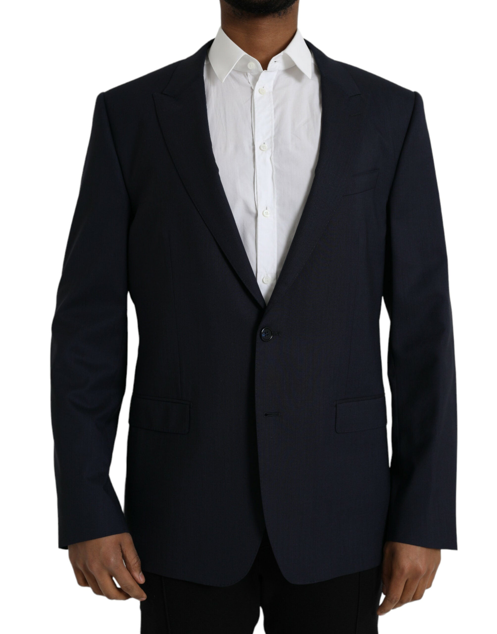 Blazer simple boutonnage en laine bleu foncé Dolce &amp; Gabbana
