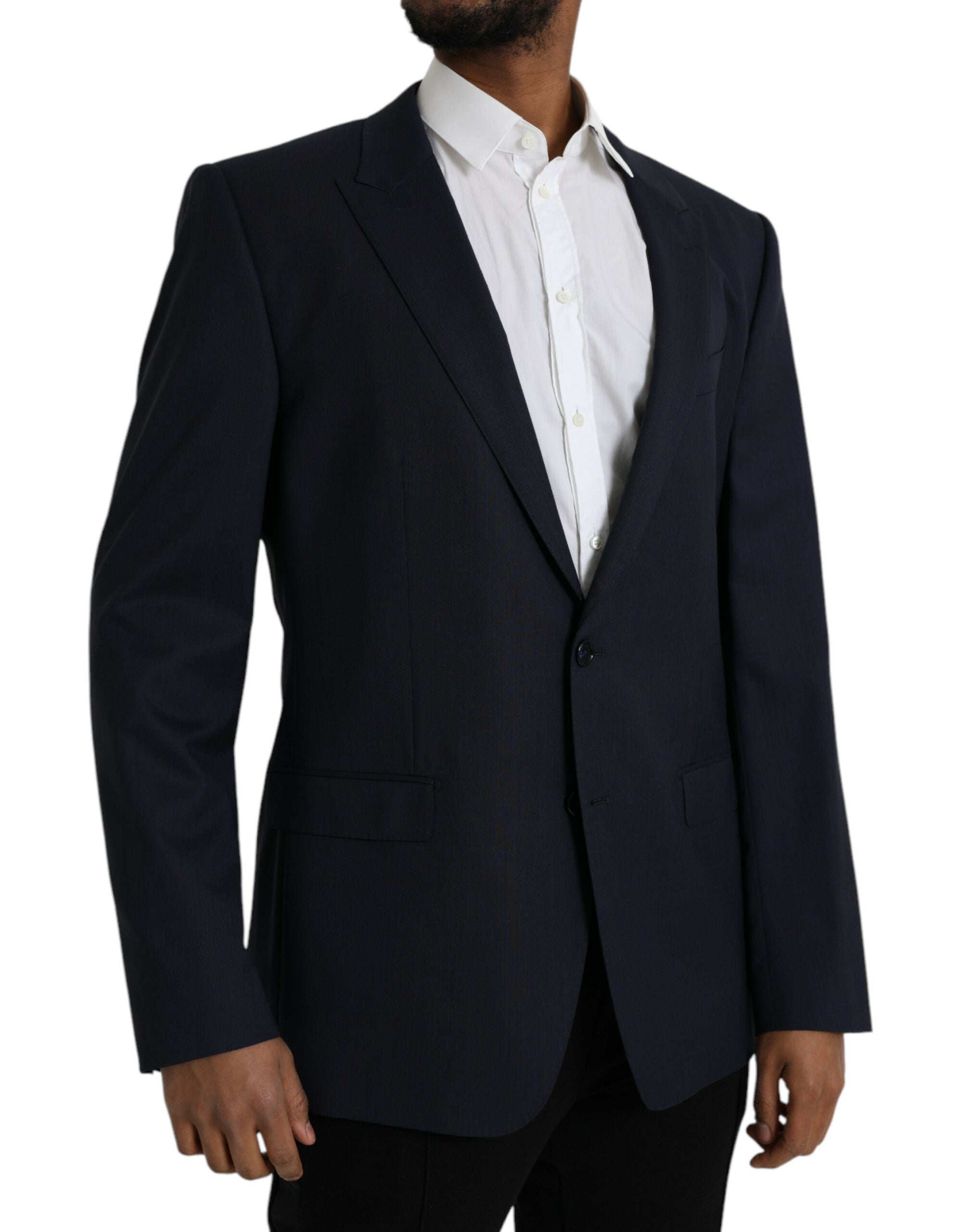 Blazer simple boutonnage en laine bleu foncé Dolce &amp; Gabbana