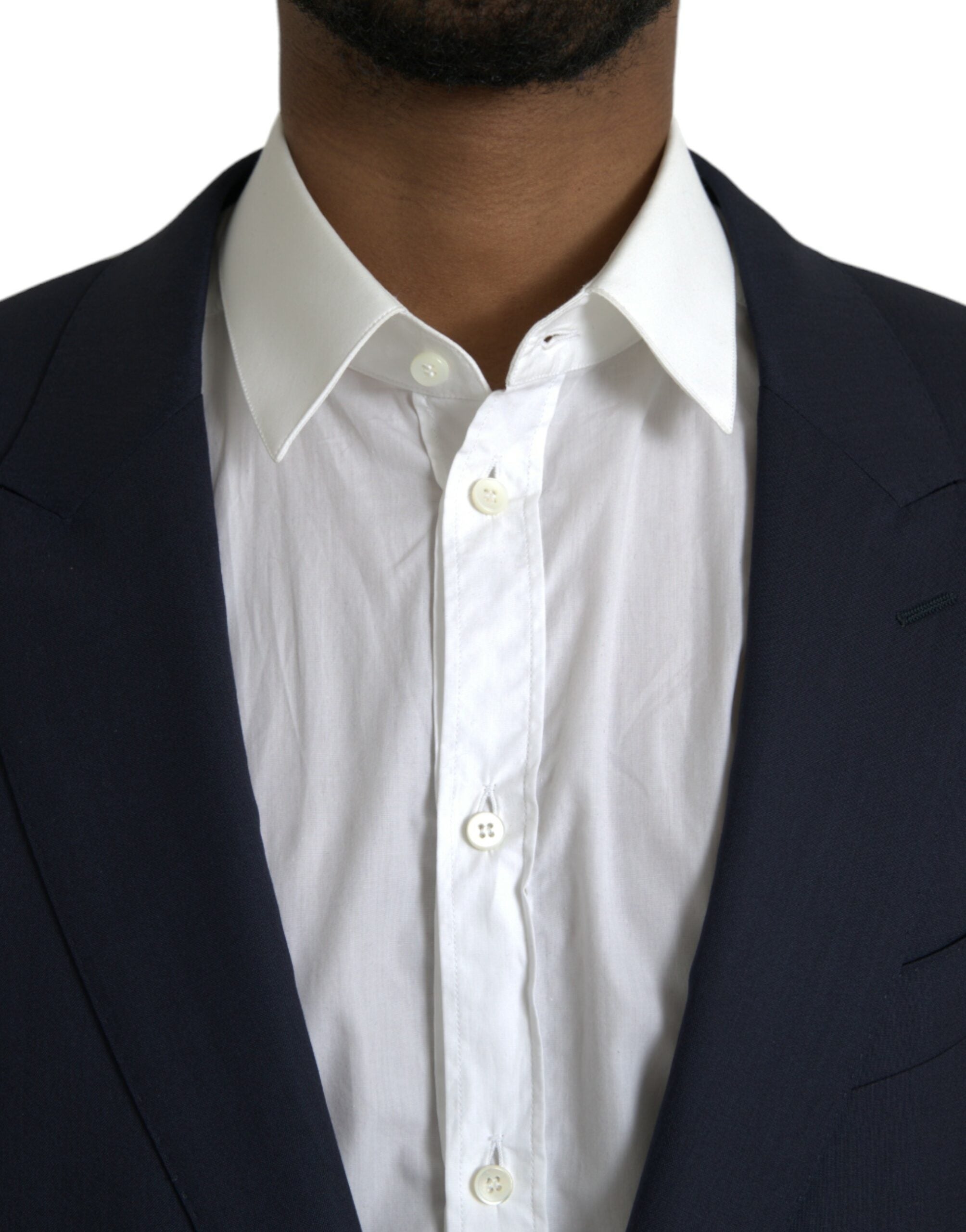 Blazer simple boutonnage en laine bleu foncé Dolce &amp; Gabbana