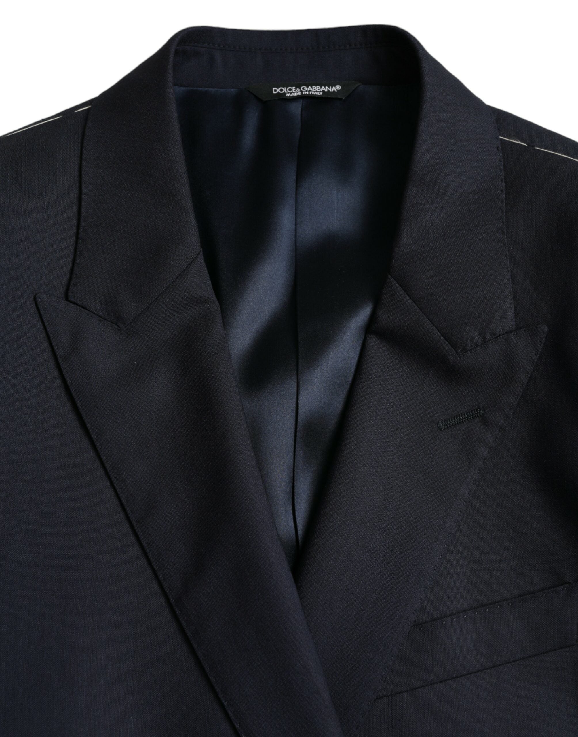 Blazer simple boutonnage en laine bleu foncé Dolce &amp; Gabbana
