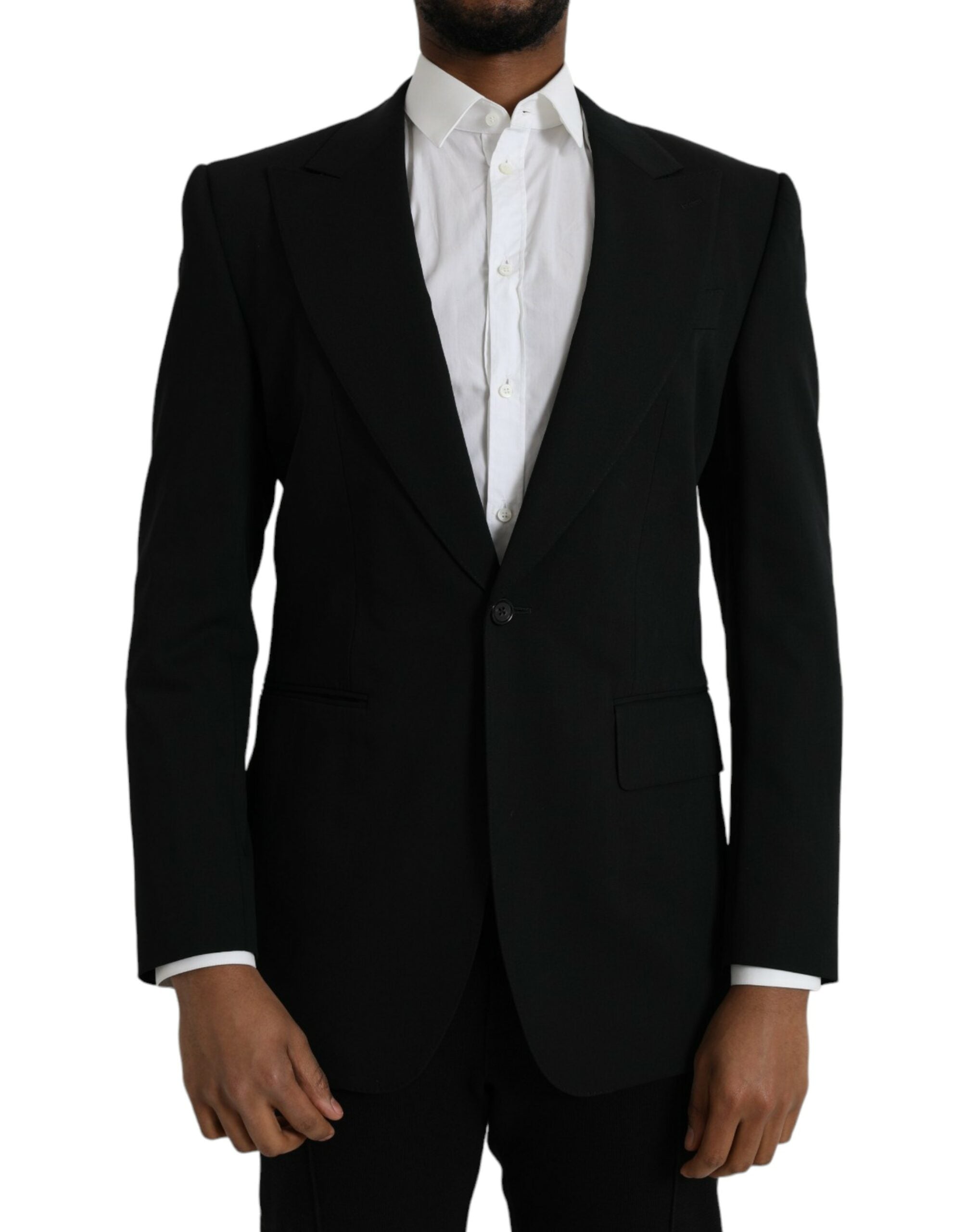 Blazer à simple boutonnage en laine noire Dolce &amp; Gabbana