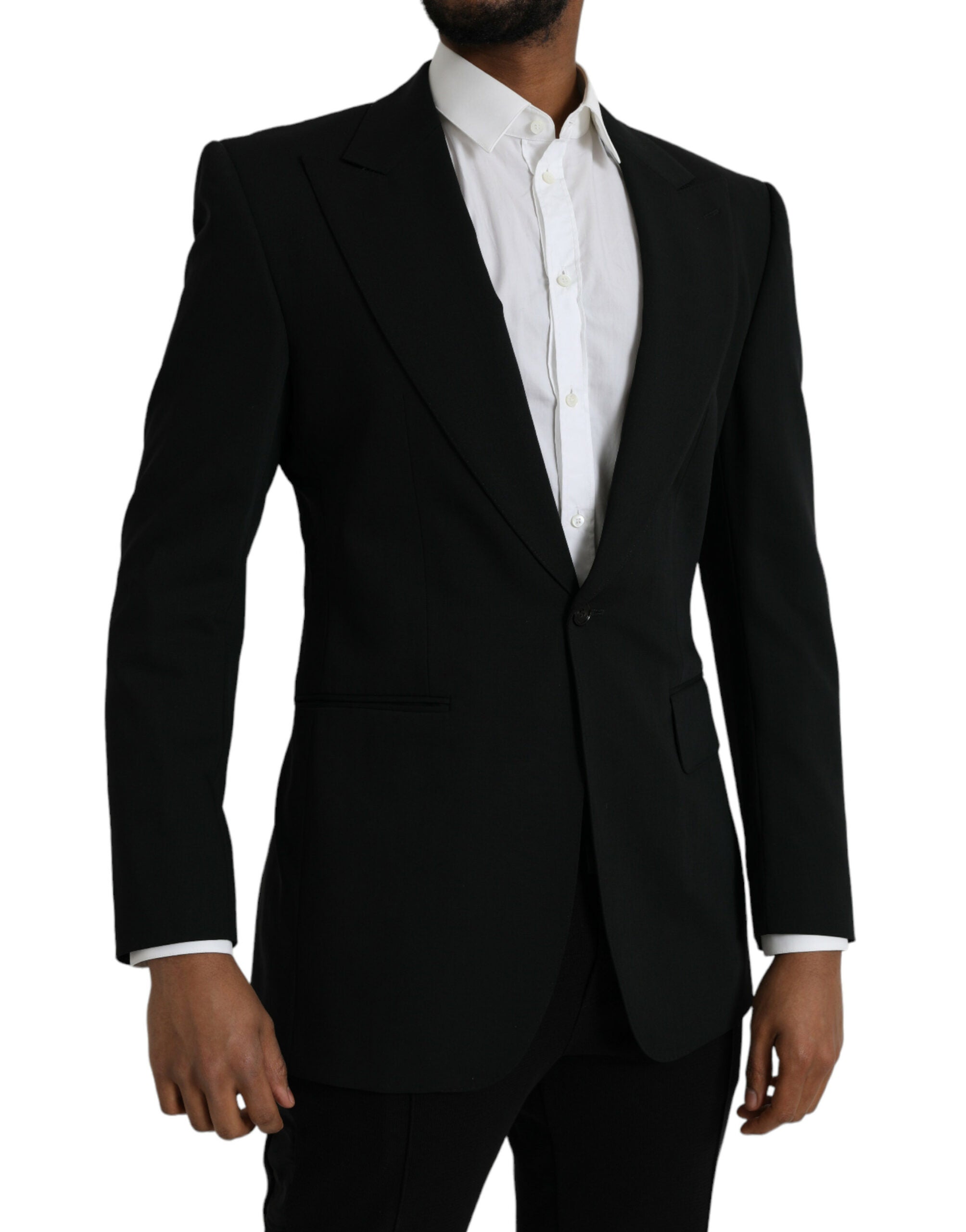 Blazer à simple boutonnage en laine noire Dolce &amp; Gabbana